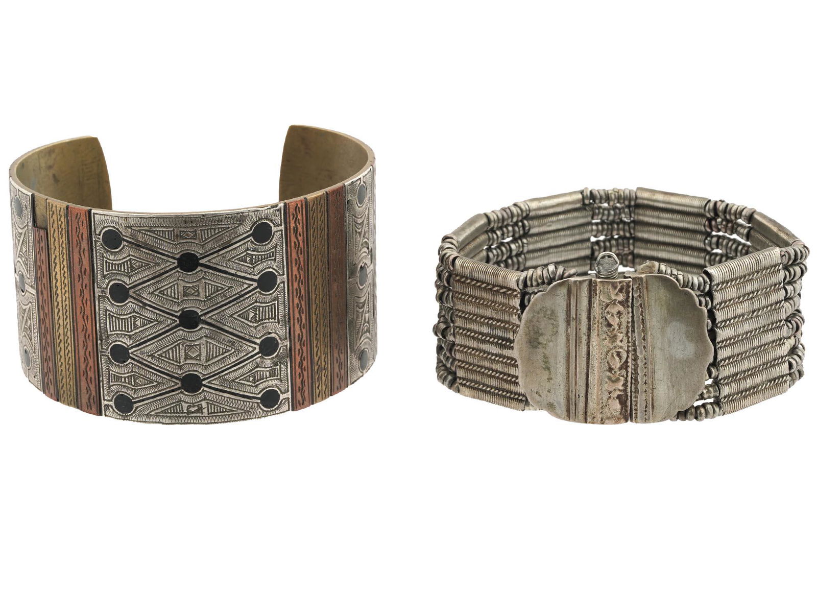 ANTIQUE 19TH C MAURITANIAN SILVER CUFF BRACELETS (1 of 4)