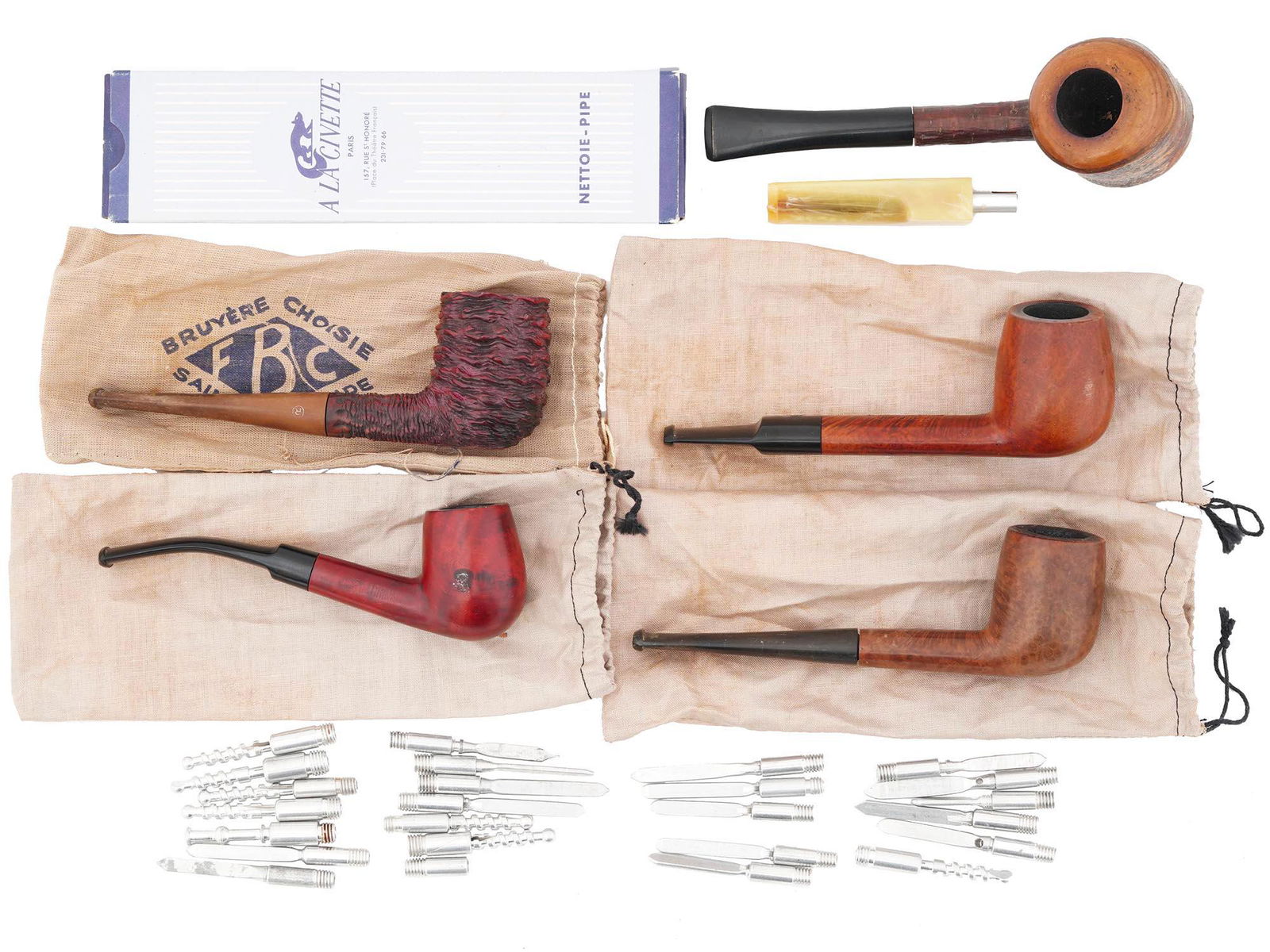 FILTERS CLEANER CARVED WOODEN TOBACCO PIPES SET (1 of 13)