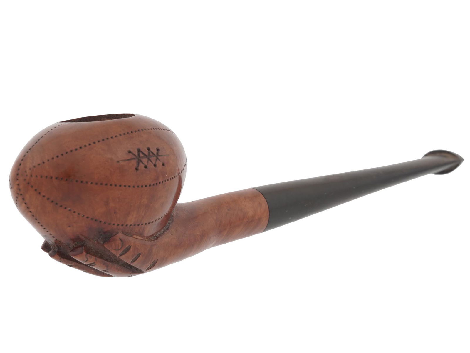 FIGURAL RUGBY BALL HAND CARVED WOOD TOBACCO PIPE (1 of 5)