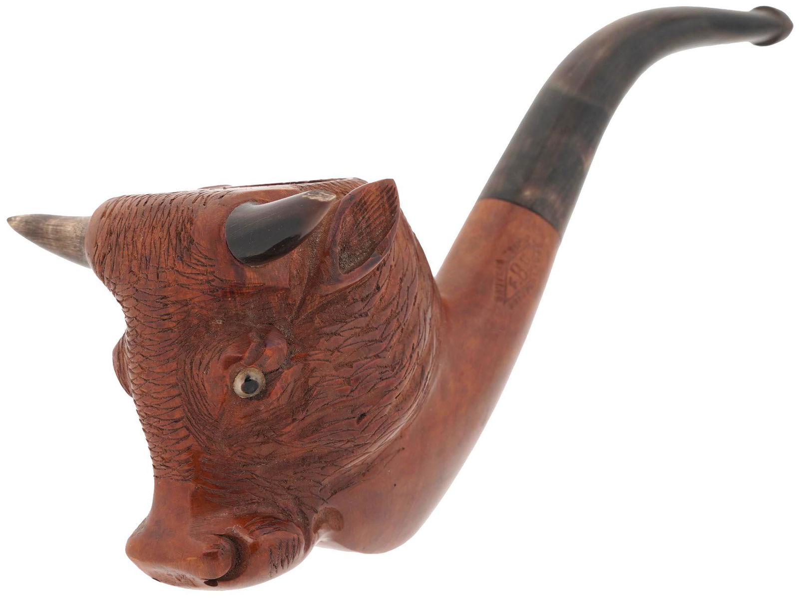 FRENCH SAINT CLAUDE HAND CARVED HEAD TOBACCO PIPE (1 of 9)
