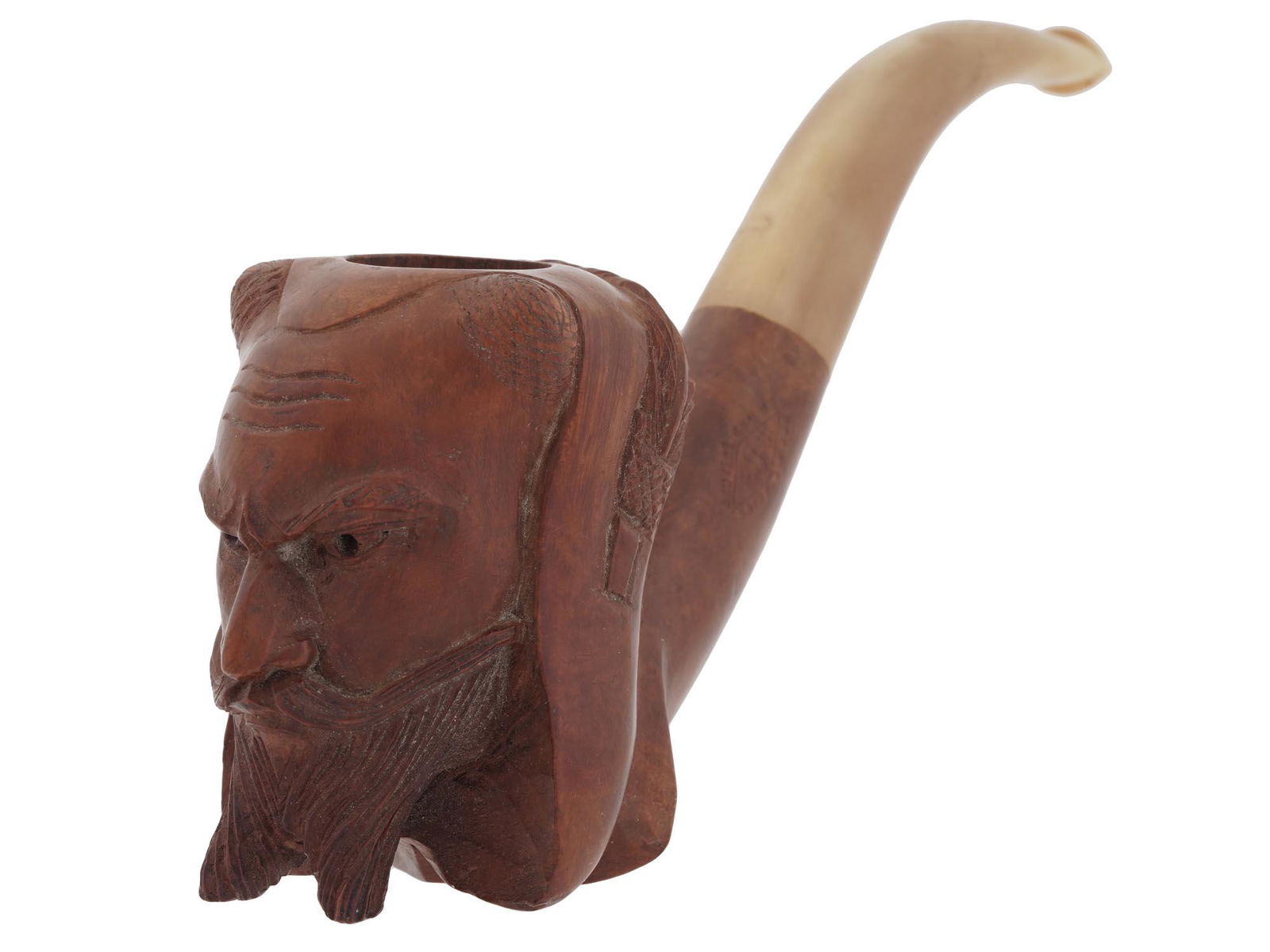 FRENCH SAINT CLAUDE HAND CARVED HEAD TOBACCO PIPE (1 of 9)