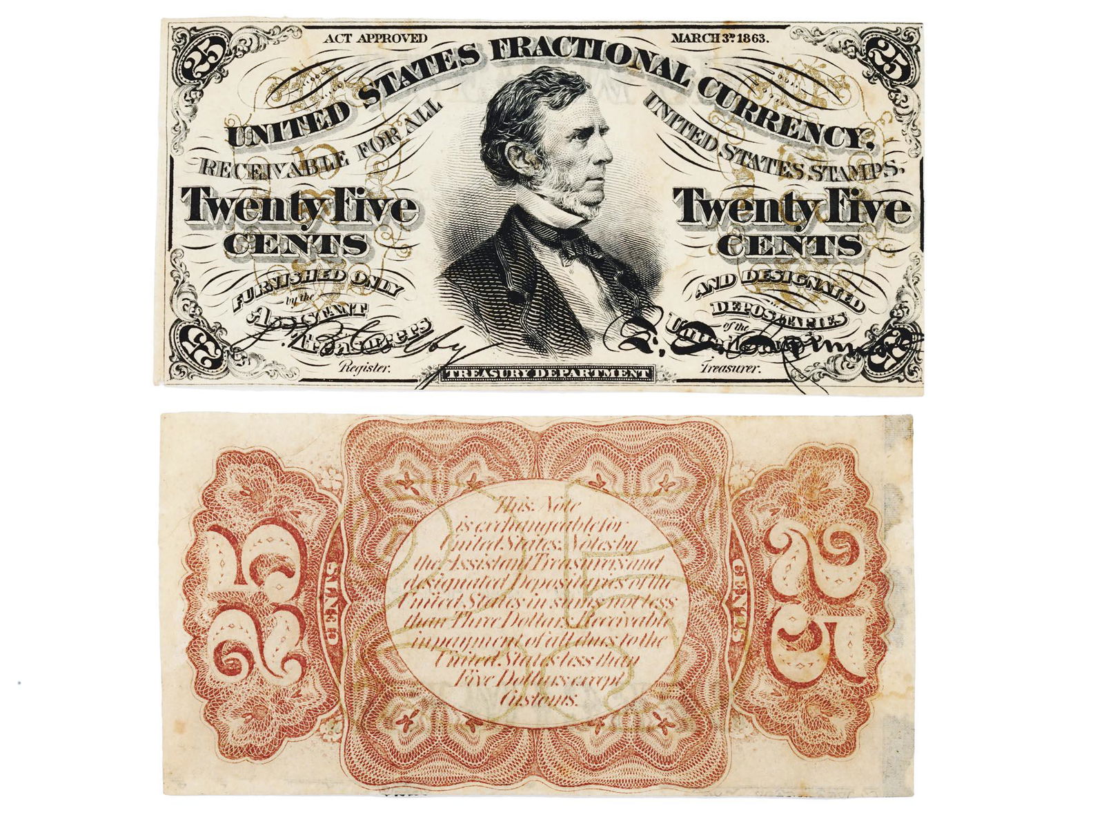 RARE 1863 AMERICAN FRACTIONAL CURRENCY 25 CENTS (1 of 4)