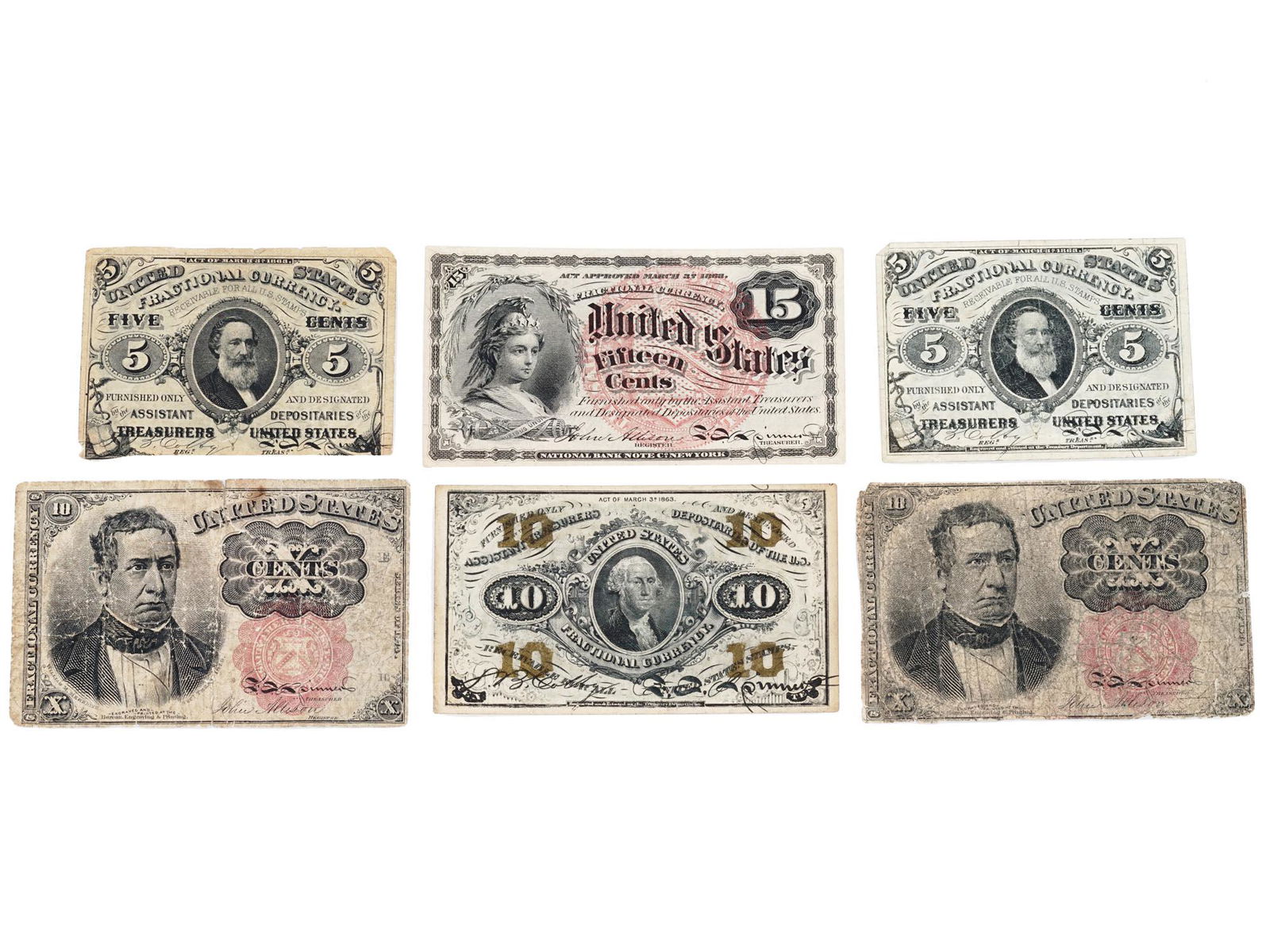 AMERICAN CIVIL WAR FRACTIONAL CURRENCY 10 CENTS (1 of 6)