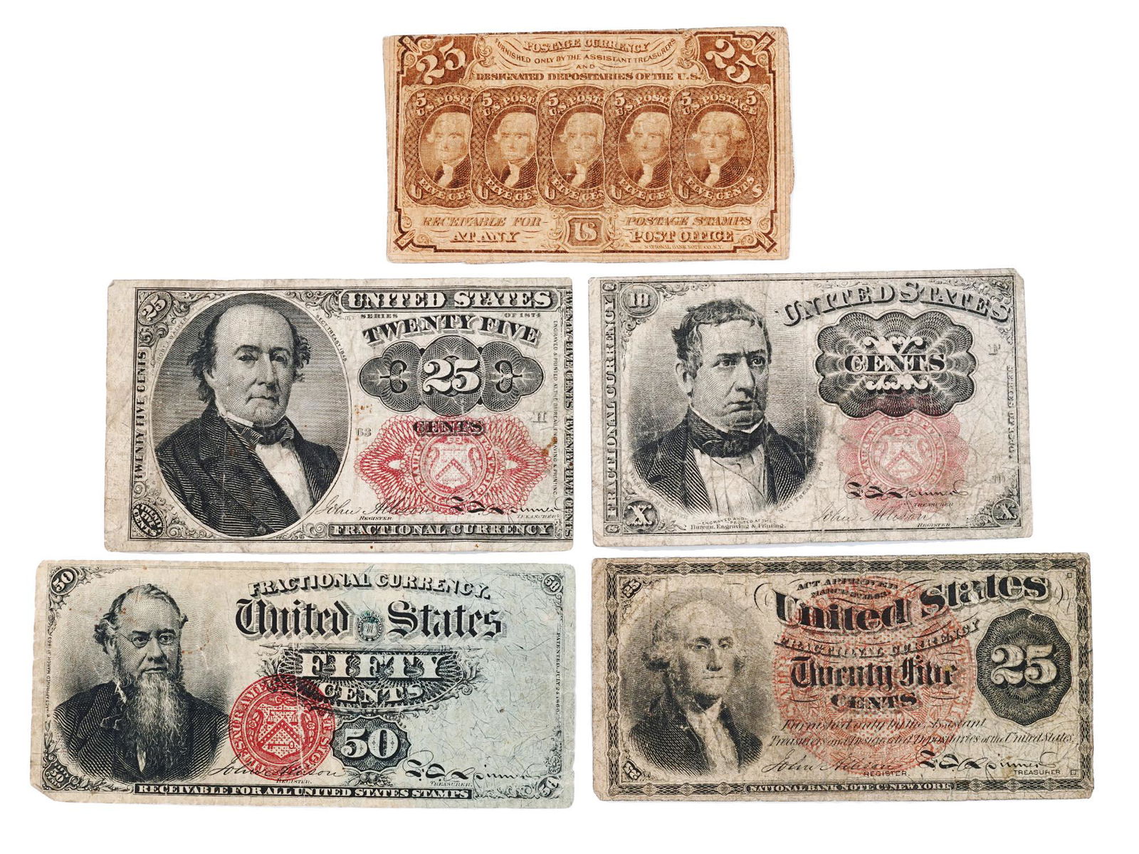 AMERICAN CIVIL WAR FRACTIONAL CURRENCY 25 CENTS (1 of 7)