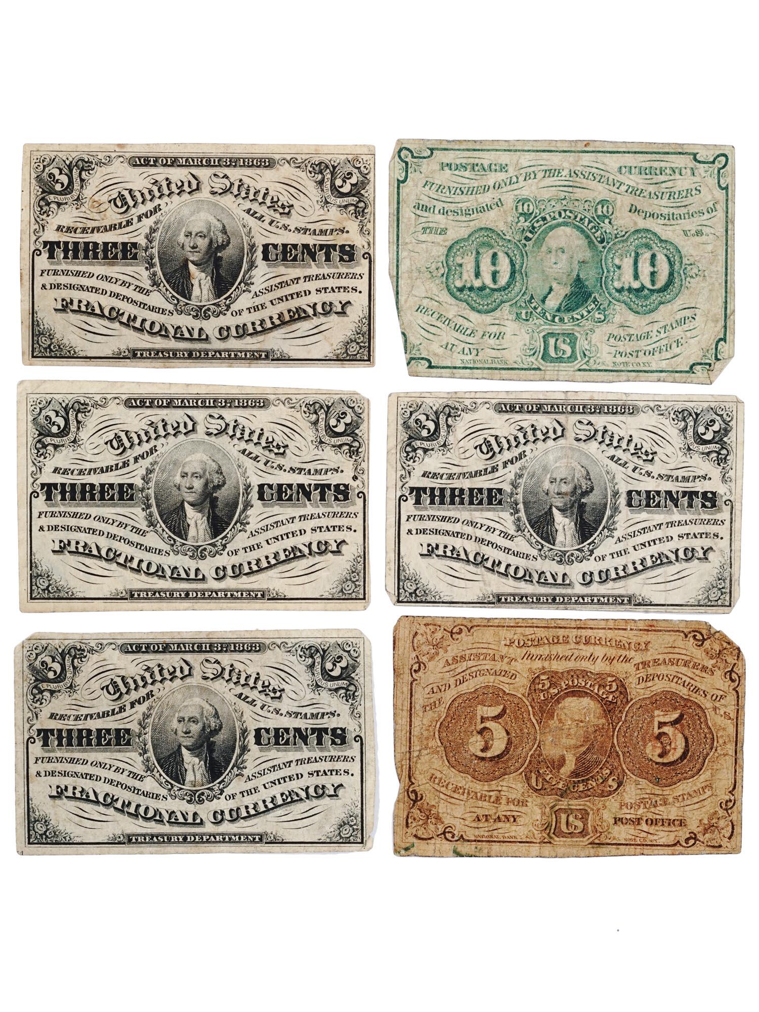 AMERICAN CIVIL WAR FRACTIONAL CURRENCY FIRST ISSUE (1 of 5)