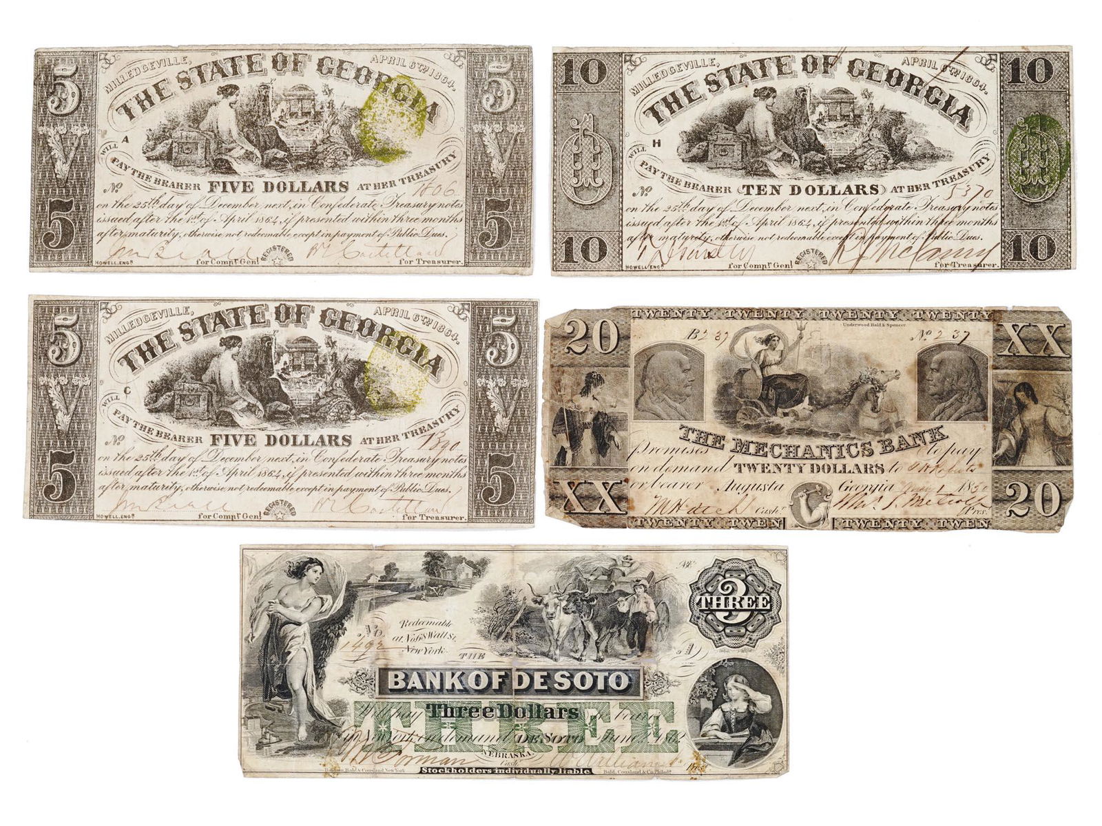 ANTIQUE AMERICAN STATE OF GEORGIA BANKNOTES (1 of 6)