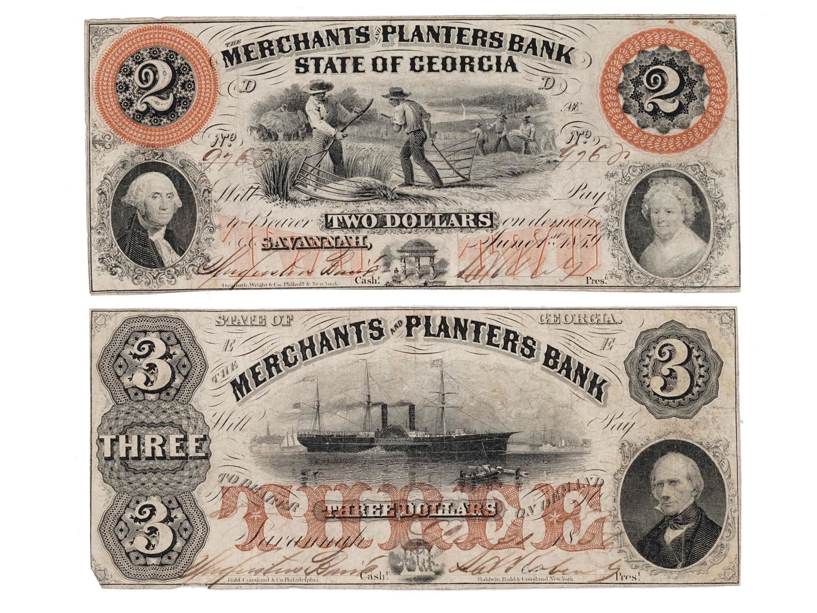 ANTIQUE US STATE OF GEORGIA BANKNOTES MERCHANTS BANK (1 of 4)