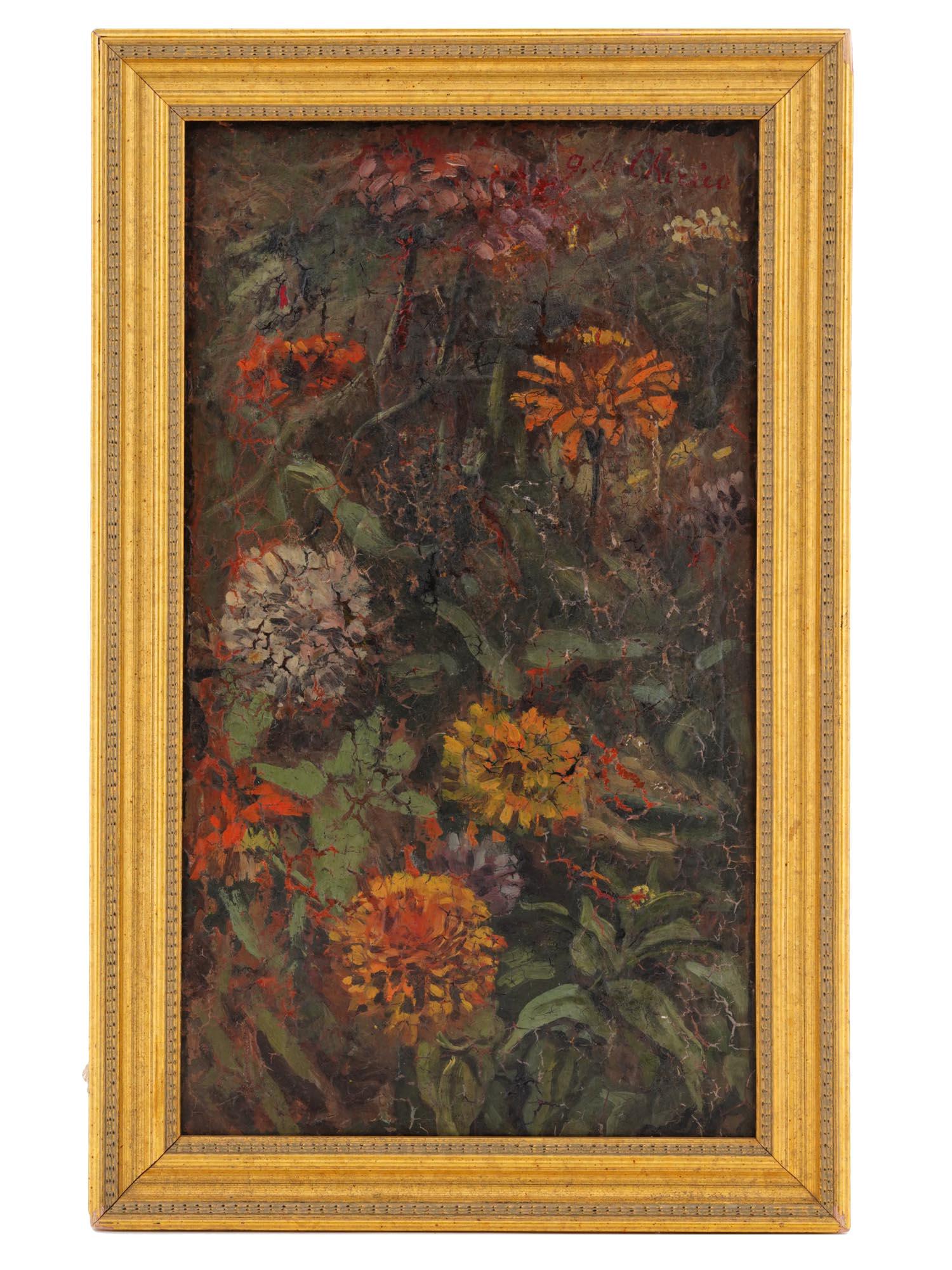 ZINIAS FLORAL STILL LIFE PAINTING GIORGIO DE CHIRICO (1 of 4)