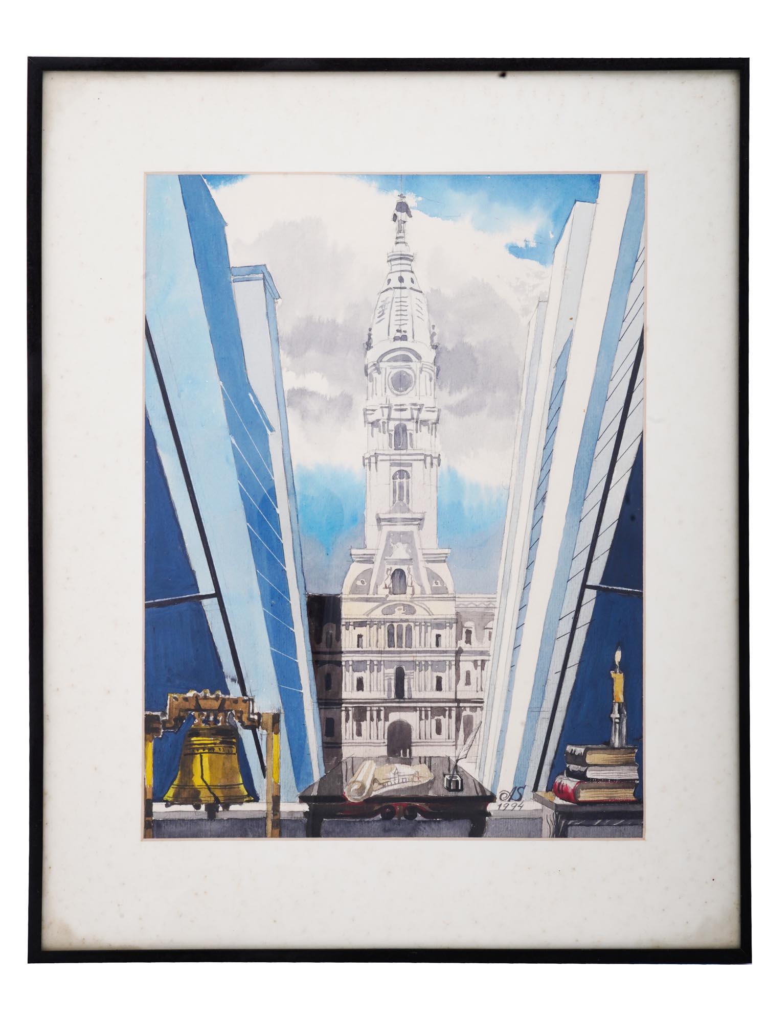 RUSSIAN PHILADELPHIA CITY HALL PAINTING SIGNED (1 of 9)