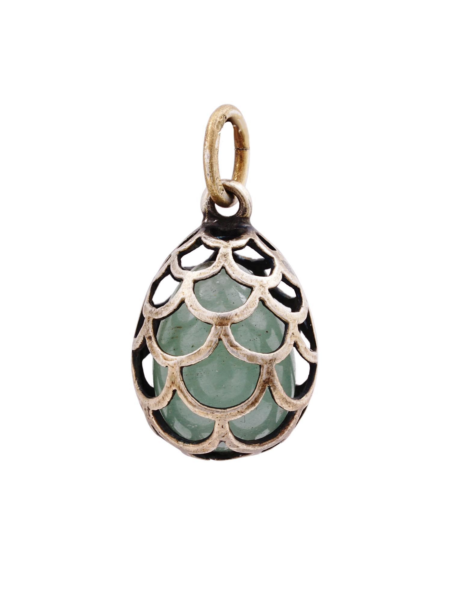RUSSIAN 84 SILVER CARVED JADE EASTER EGG PENDANT (1 of 6)