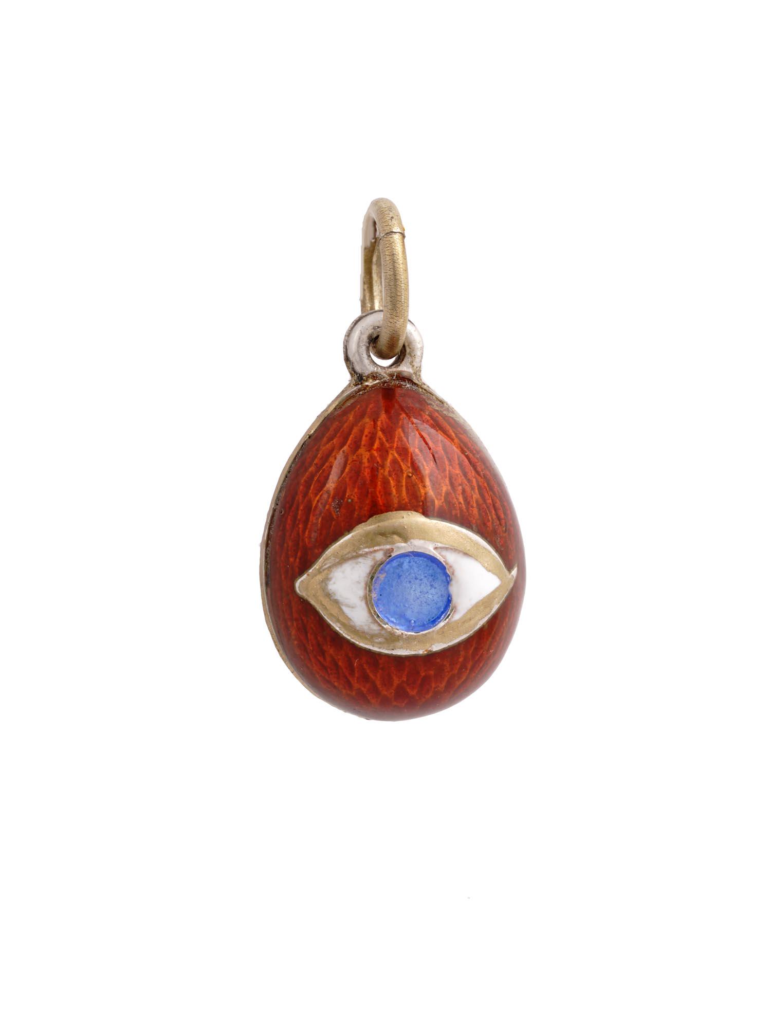 RUSSIAN SILVER GILT AND ENAMEL EYE EGG PENDANT (1 of 5)
