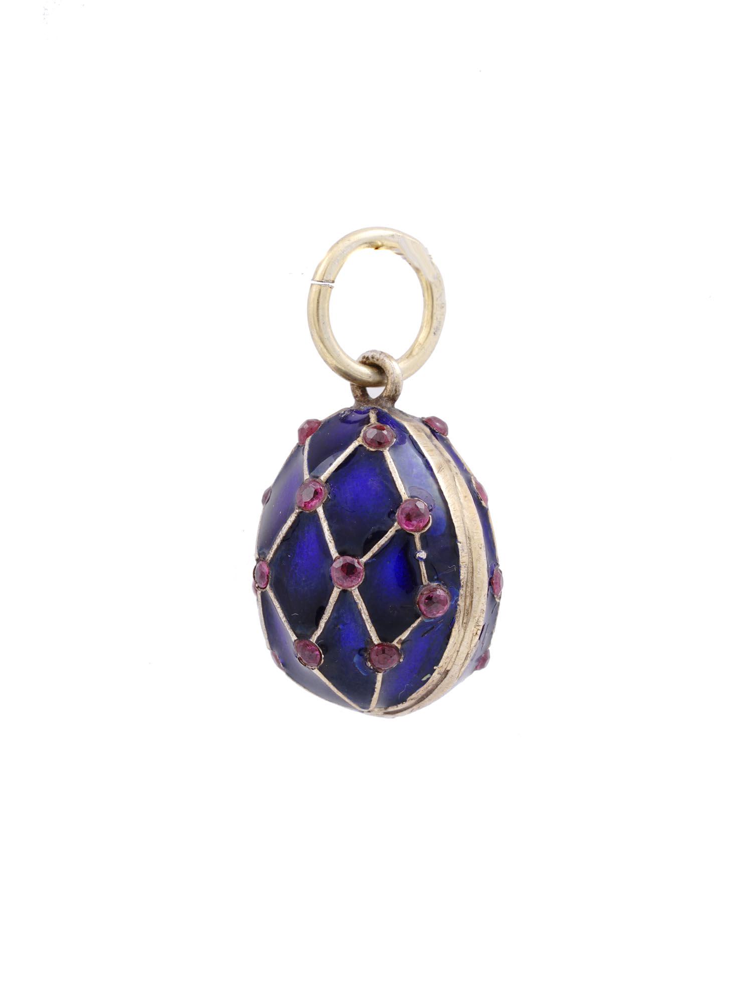RUSSIAN GILT SILVER RUBIES AND ENAMEL EGG PENDANT (1 of 5)