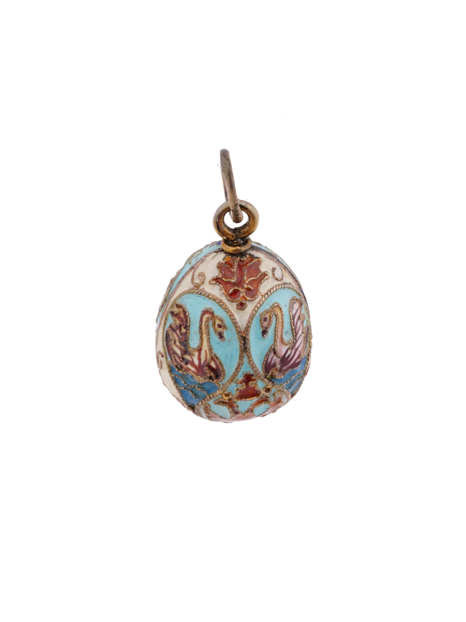 RUSSIAN GILT SILVER AND ENAMEL EASTER EGG PENDANT (1 of 8)