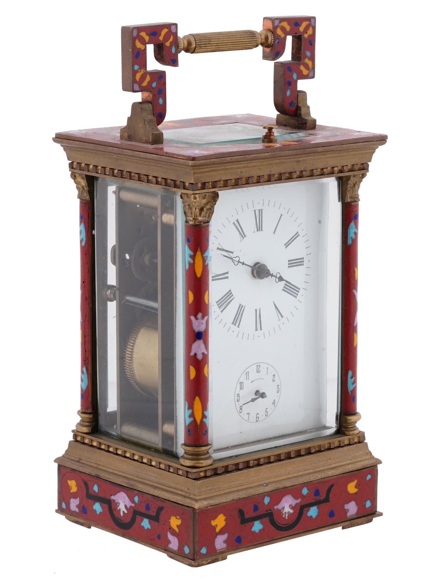 VINTAGE FRENCH BRASS ENAMEL TRAVEL CARRIAGE CLOCK (1 of 8)