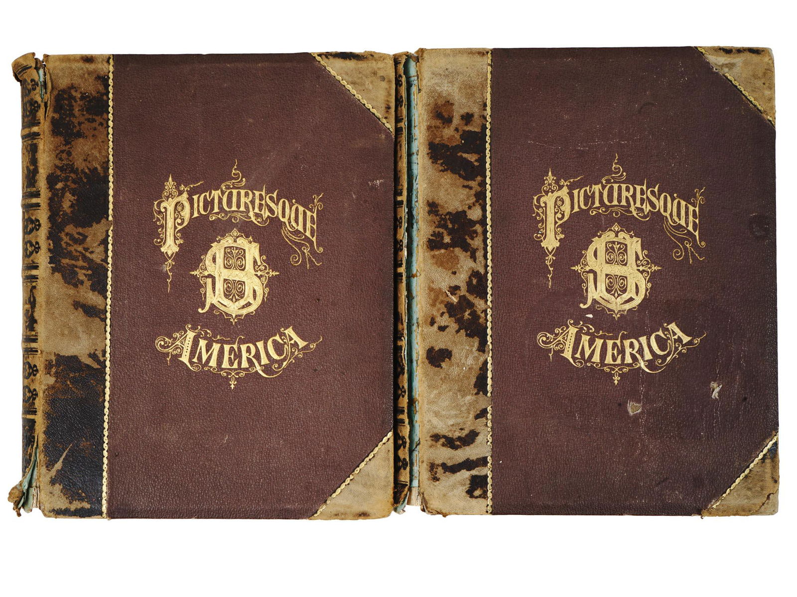 ANTIQUE 1870S PICTURESQUE AMERICA TWO VOLUME SET (1 of 12)