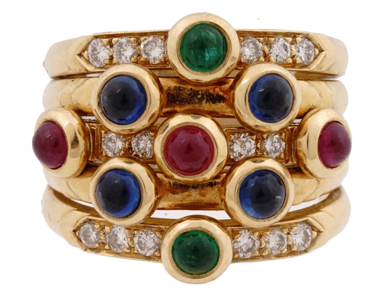 VINTAGE 18K GOLD GEMSTONE CLUSTER RING WITH STONES (1 of 6)