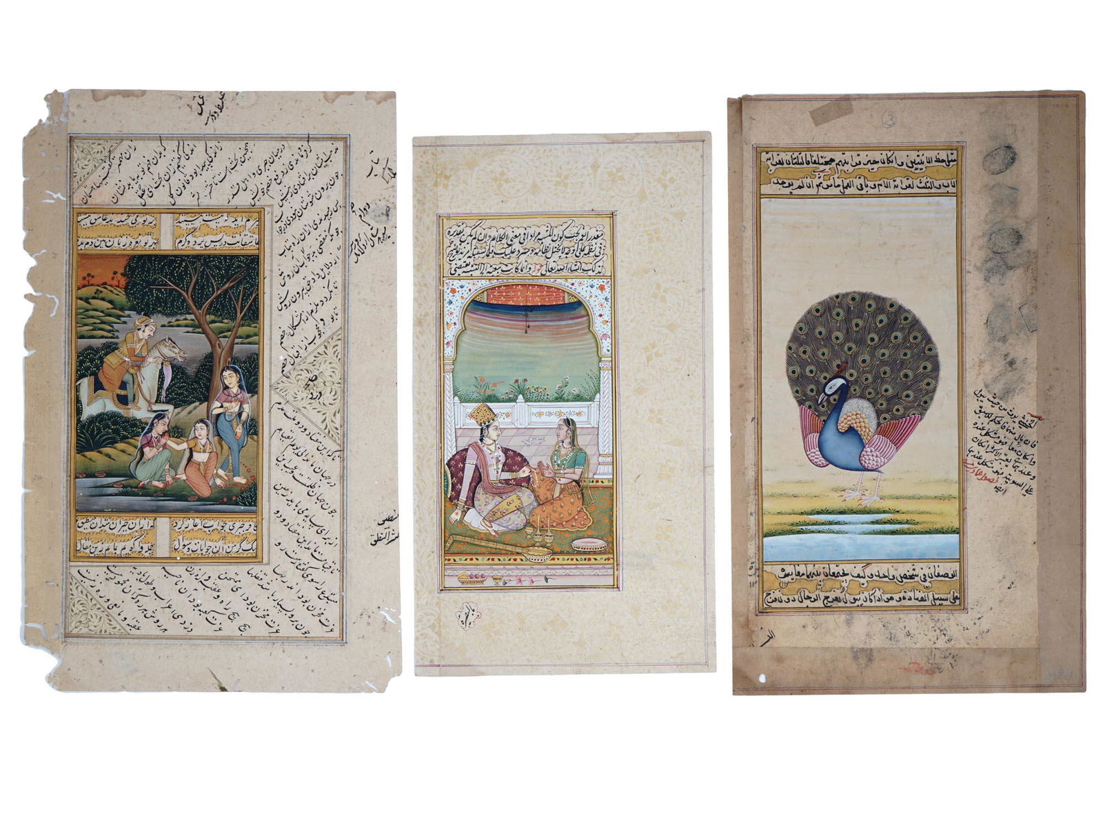 ANTIQUE INDIAN MUGHAL CALLIGRAPHY MINIATURE PAINTINGS (1 of 10)
