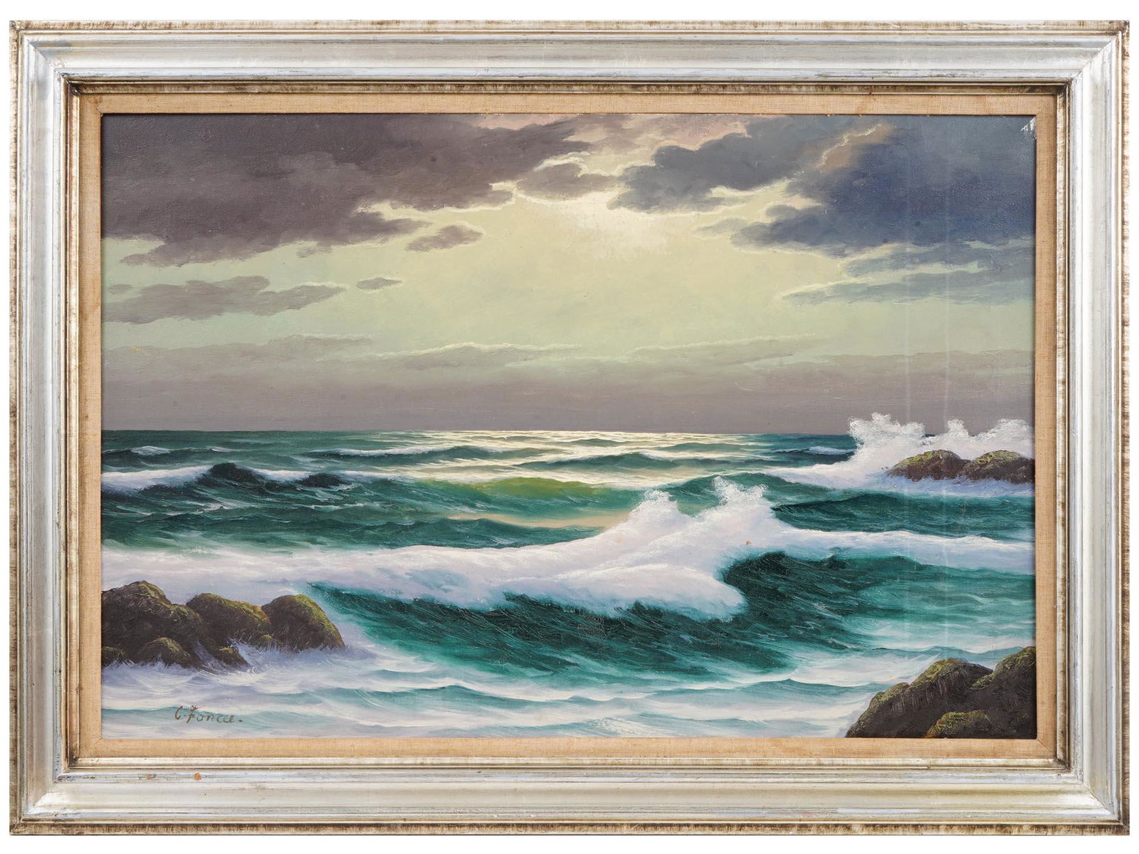 MID CENT SEA LANDSCAPE OIL PAINTING BY C. FONCE (1 of 5)
