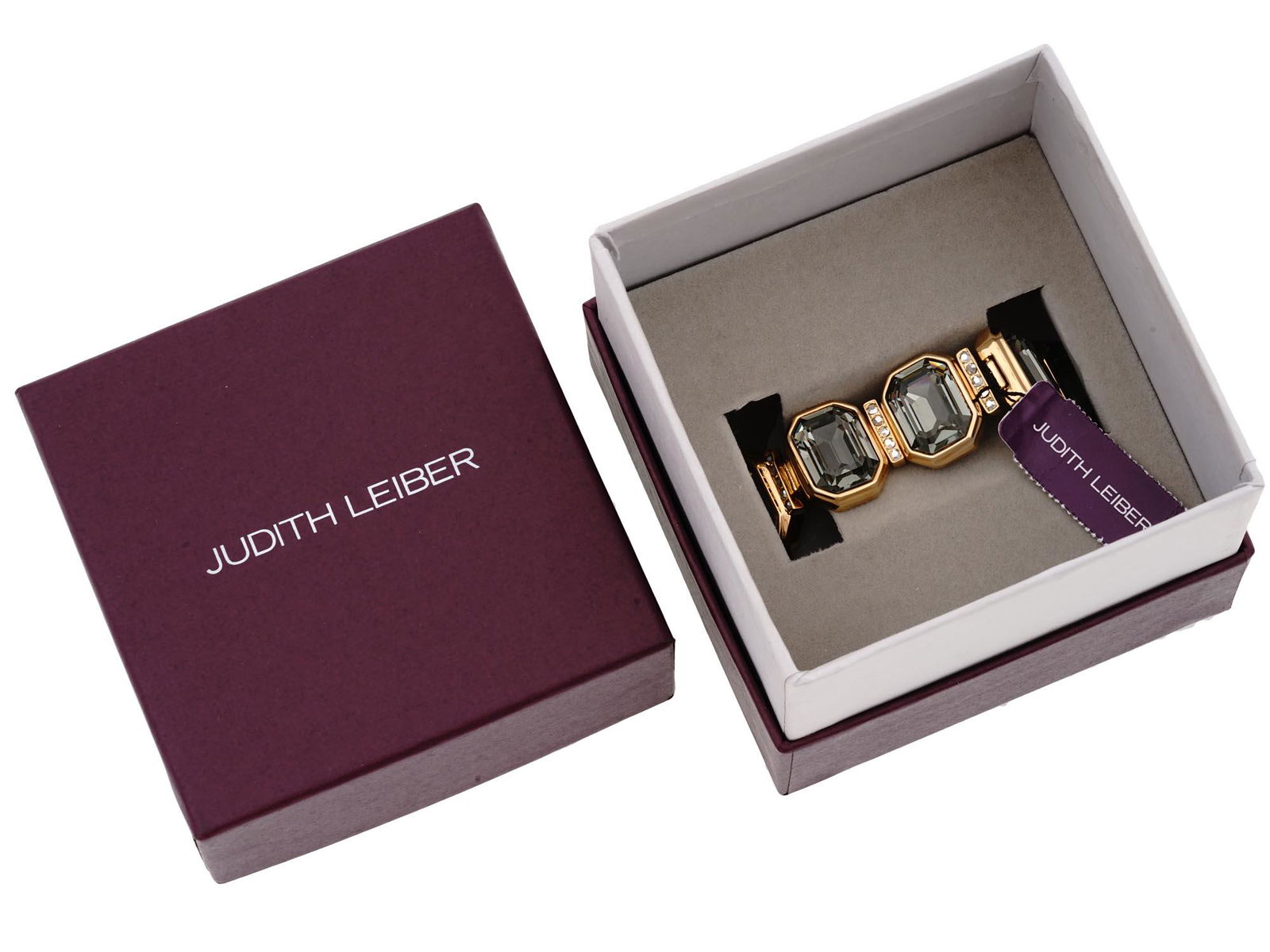 JUDITH LEIBER MAMA GEM GOLD PLATED LINK BRACELET (1 of 6)