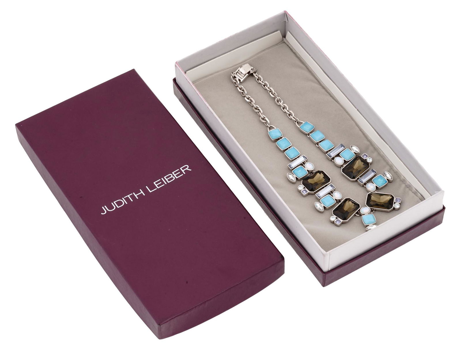 JUDITH LEIBER MULTICOLOR CRYSTAL BIB NECKLACE IOB (1 of 5)