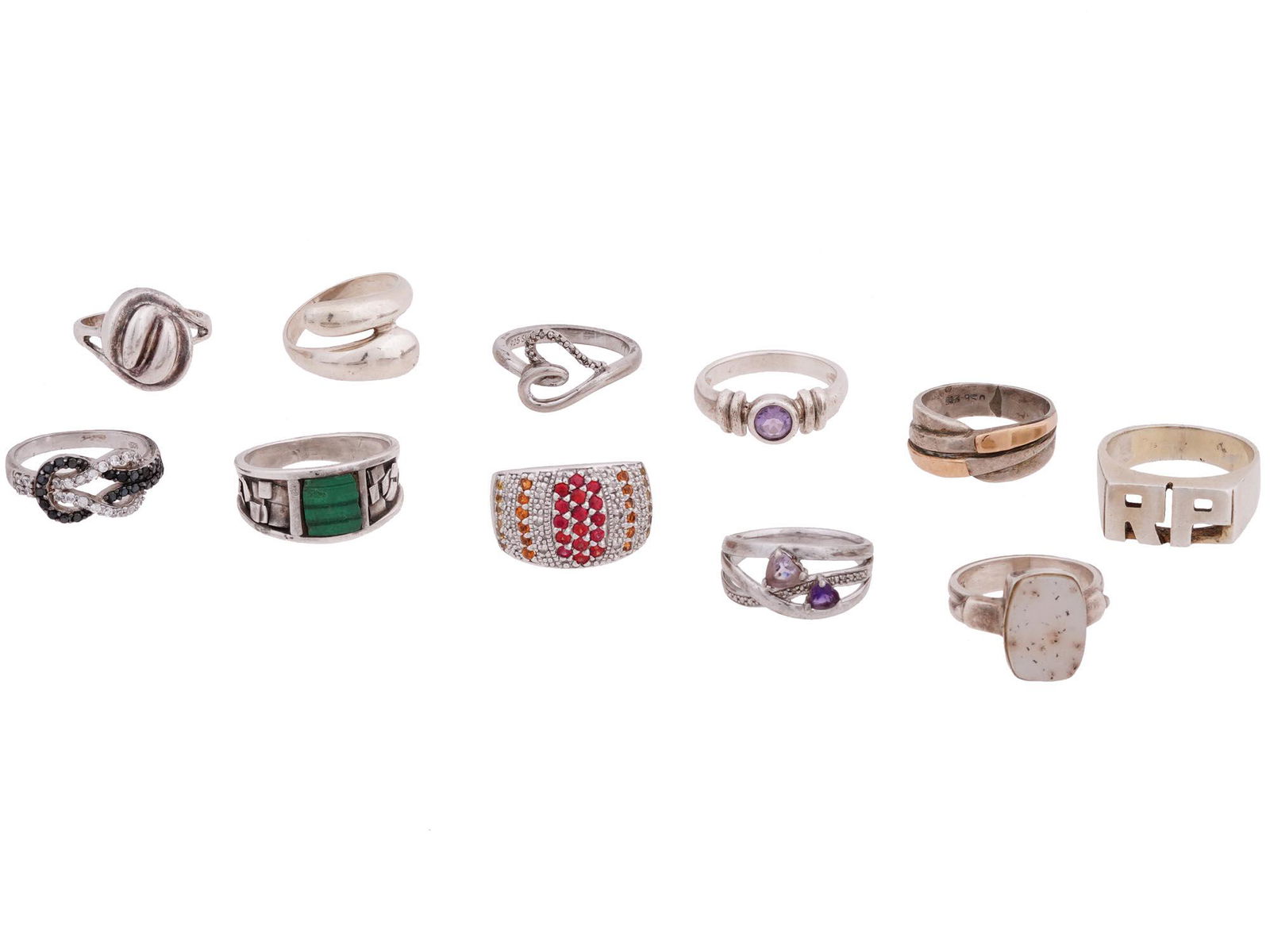 VINTAGE STERLING SILVER GEMSTONE RINGS (1 of 9)