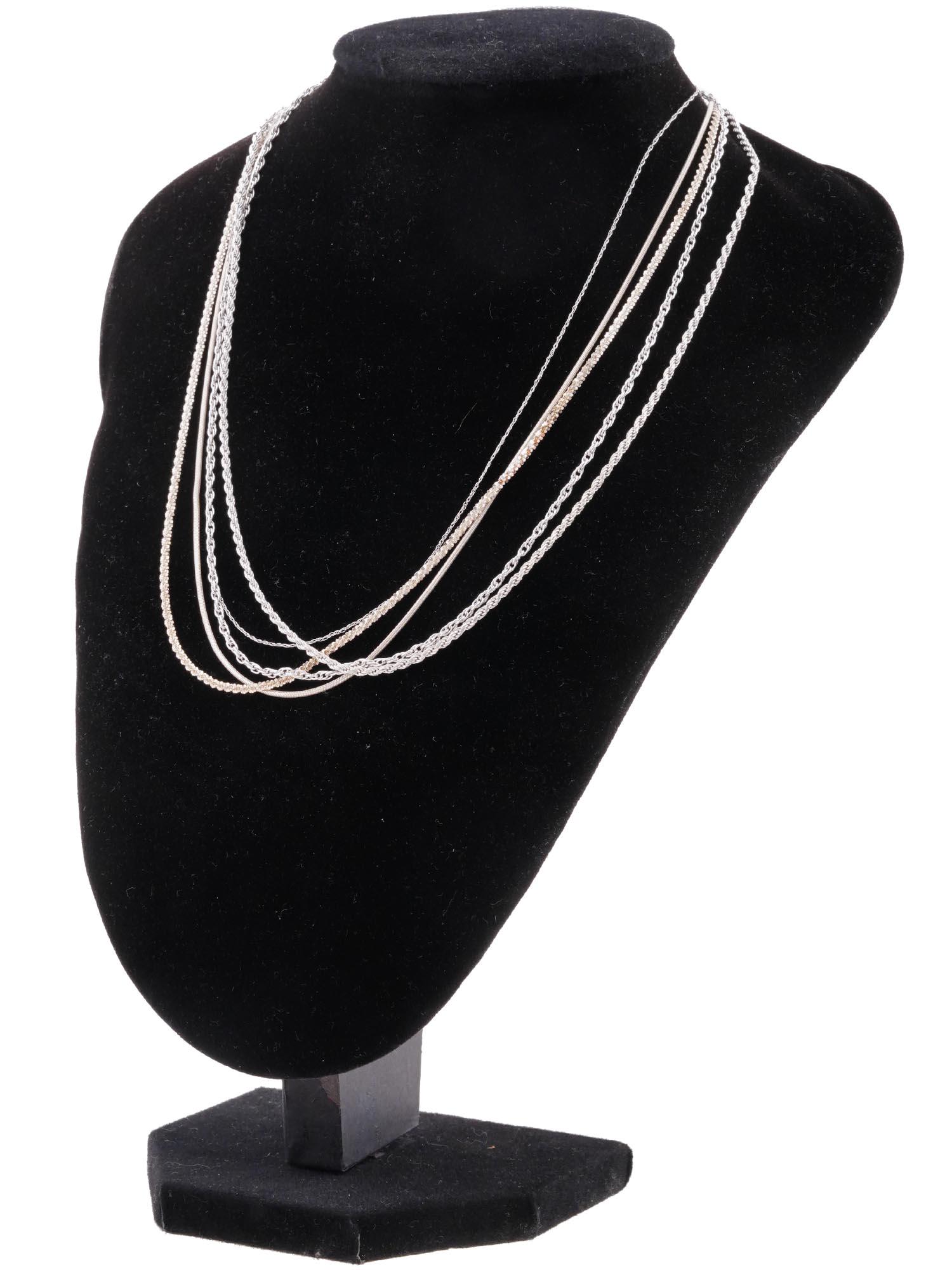 COLLECTION OF STERLING SILVER LINK CHAIN NECKLACES (1 of 12)