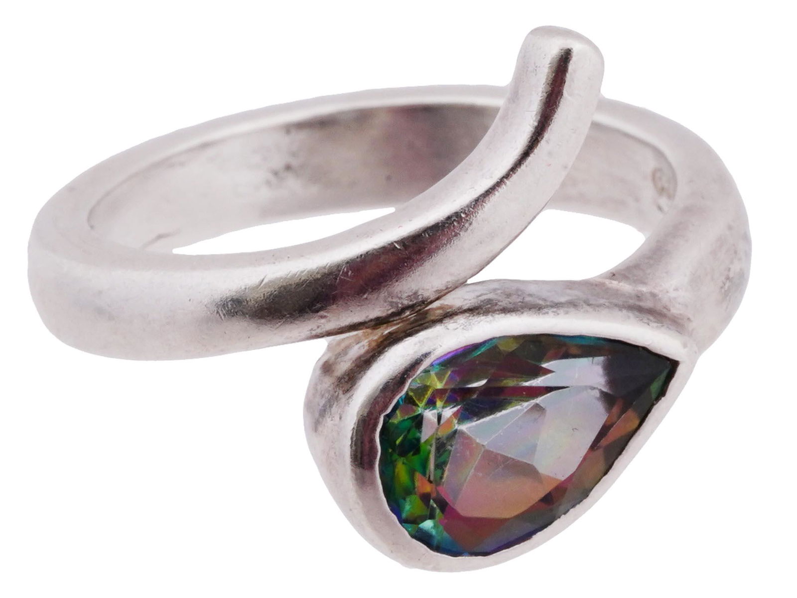 STERLING SILVER RING W TEARDROP ALEXANDRITE STONE (1 of 4)