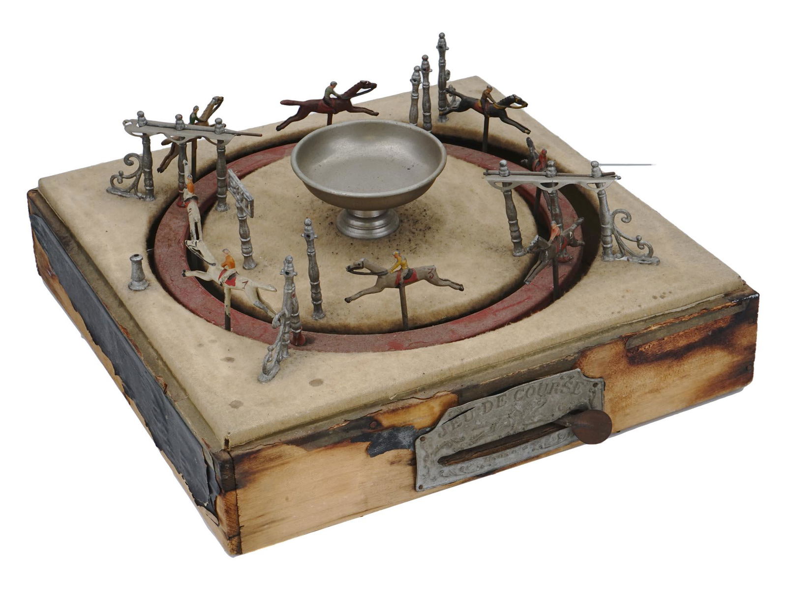 ANTIQUE FRENCH TIN HORSE RACE TOY JEU DE COURSE (1 of 7)