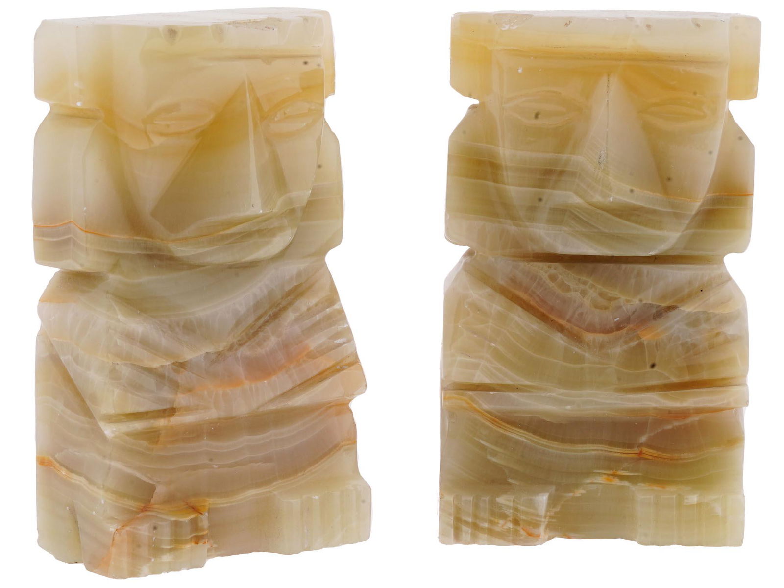 VINTAGE MEXICAN AZTEC HAND CARVED ONYX BOOKENDS (1 of 7)