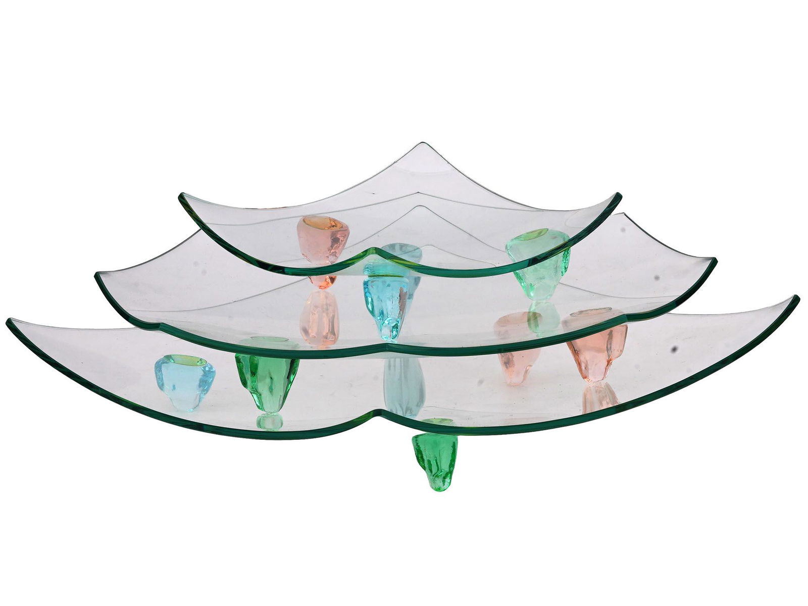 THREE MID CENTURY ART GLASS DECORATIVE PLATES (1 of 8)