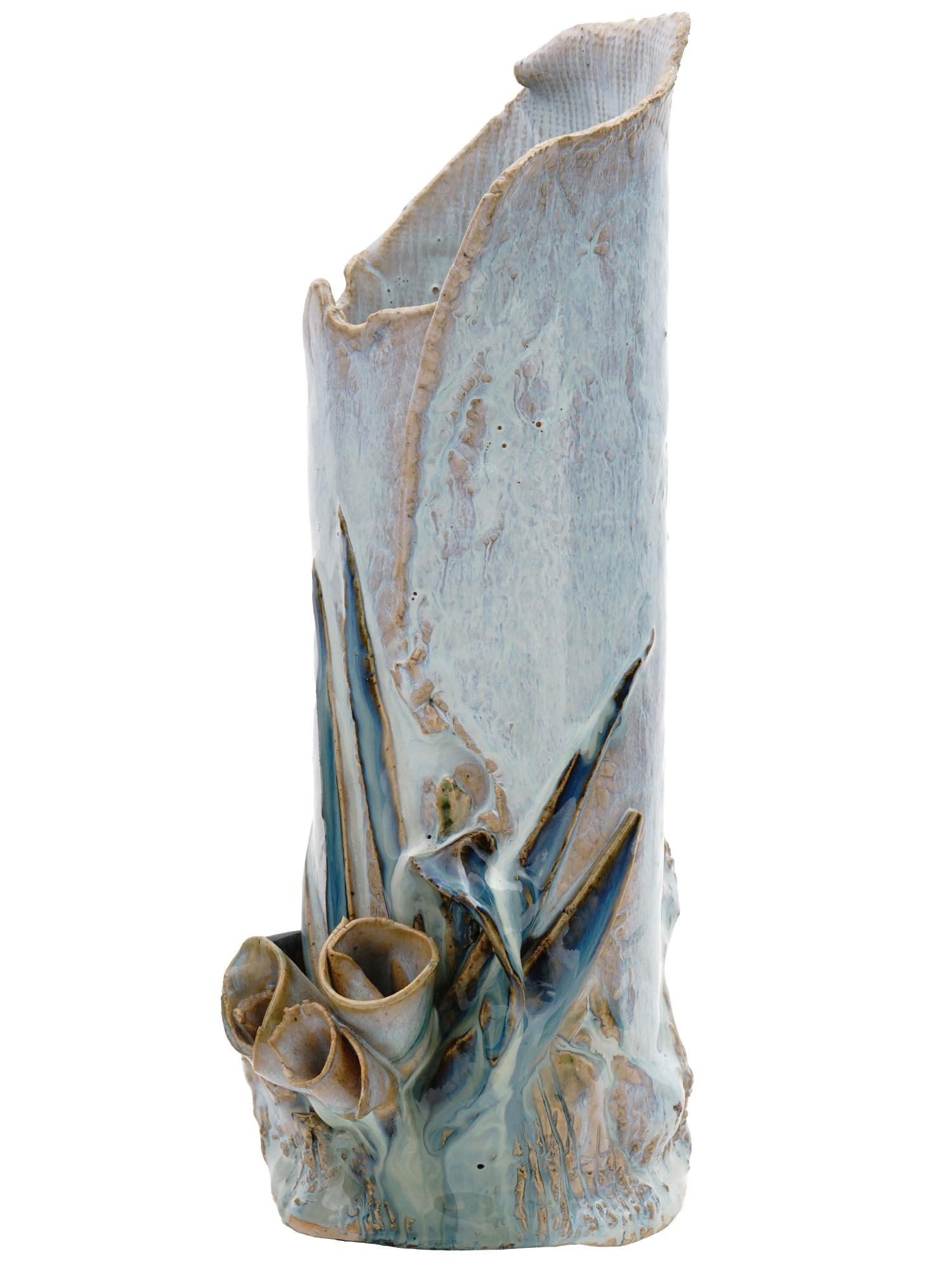 VINTAGE CERAMIC CALLA LILY FLOWER VASE GLAZED SIGNED (1 of 6)