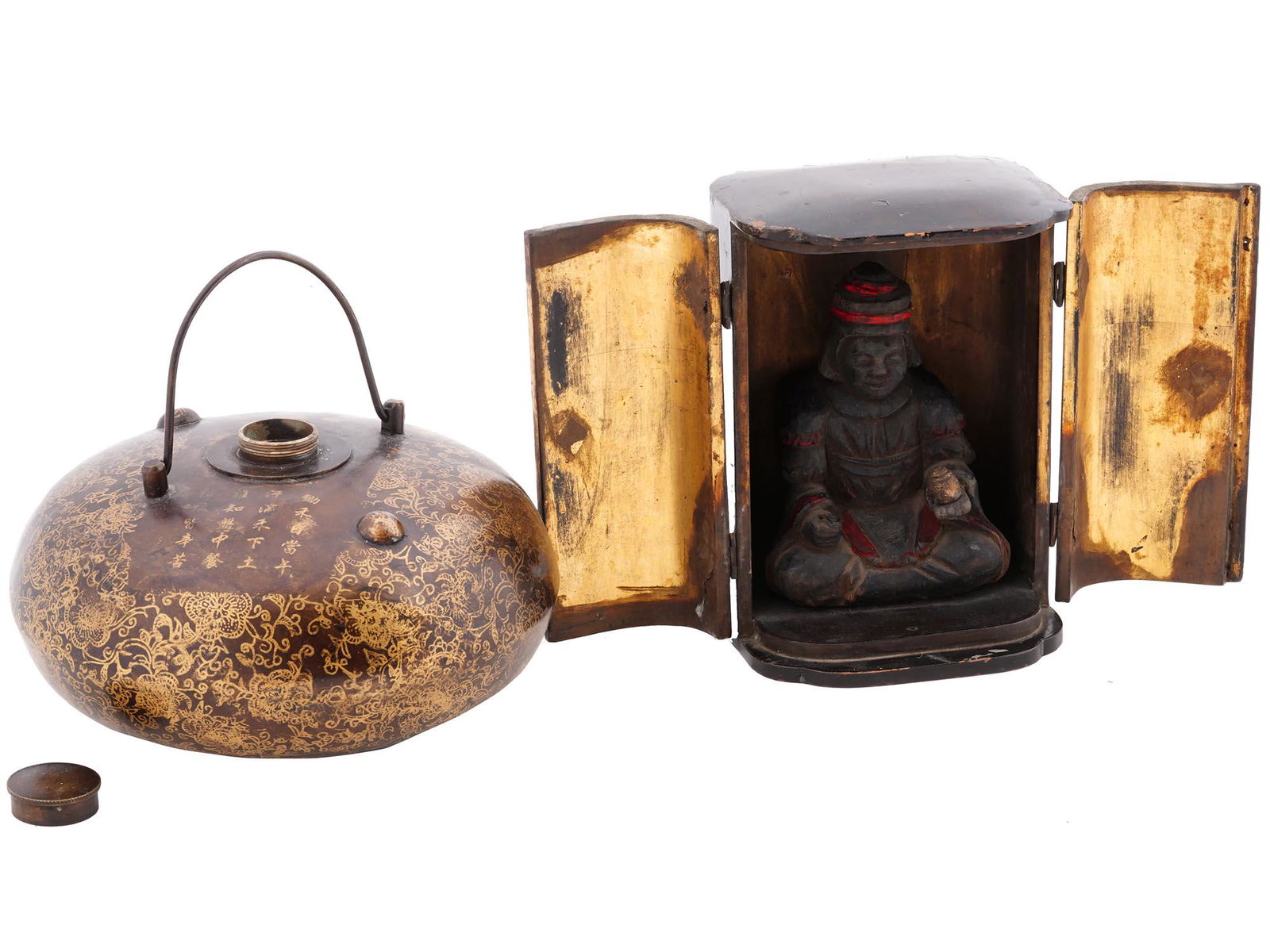 JAPANESE COPPER WATER BOTTLE AND PORTABLE ALTAR (1 of 12)