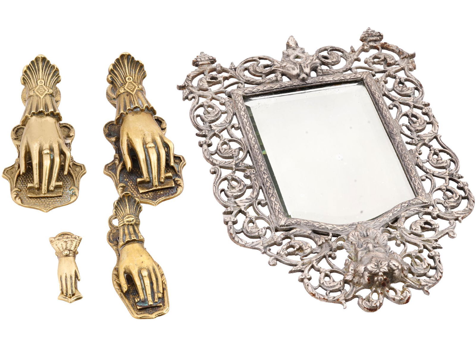VICTORIAN ERA WALL MIRROR AND HAND PAPER HOLDERS (1 of 14)
