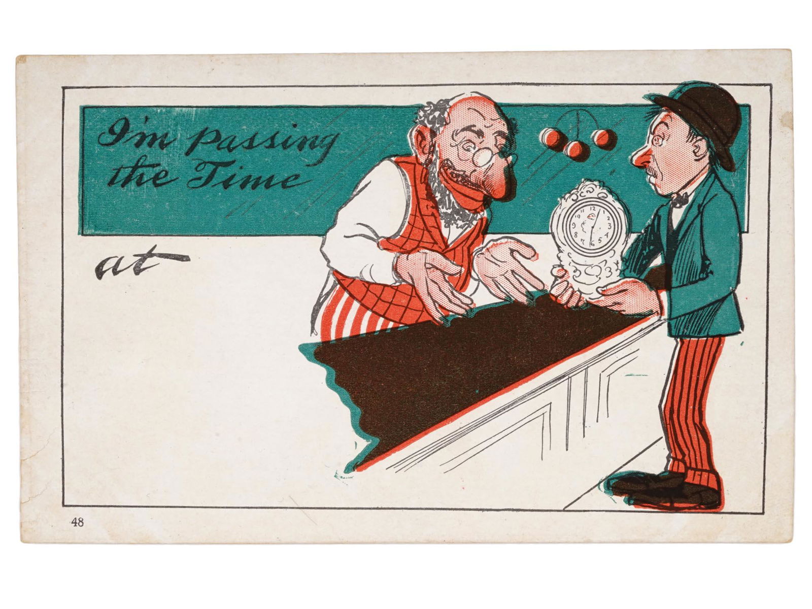 ANTIQUE ORIGINAL AMERICAN COLOR ANTISEMITIC POSTCARD (1 of 3)