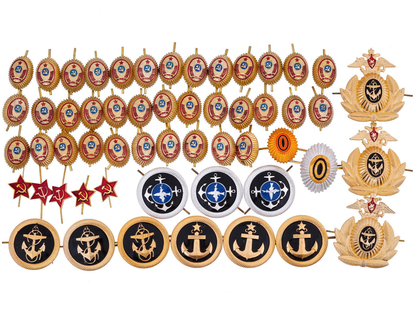 DEALERS LOT OF 55 RUSSIAN SOVIET ERA HAT BADGES (1 of 2)