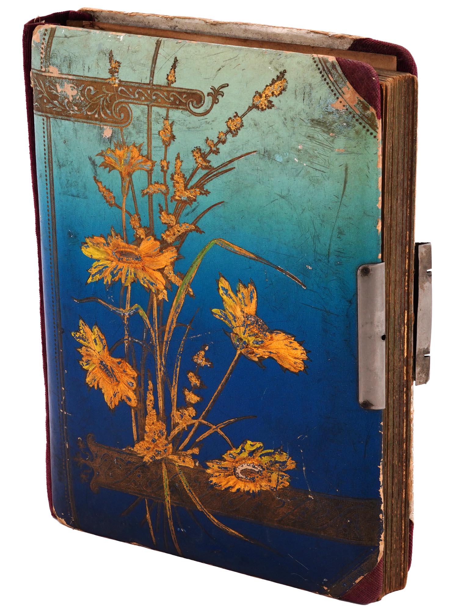 ART NOUVEAU GERMAN PHOTO ALBUM WITH GILT FLOWERS (1 of 10)