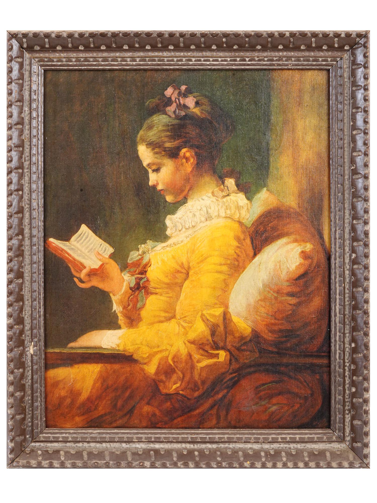 YOUNG GIRL READING OIL PAINTING AFTER FRAGONARD (1 of 5)