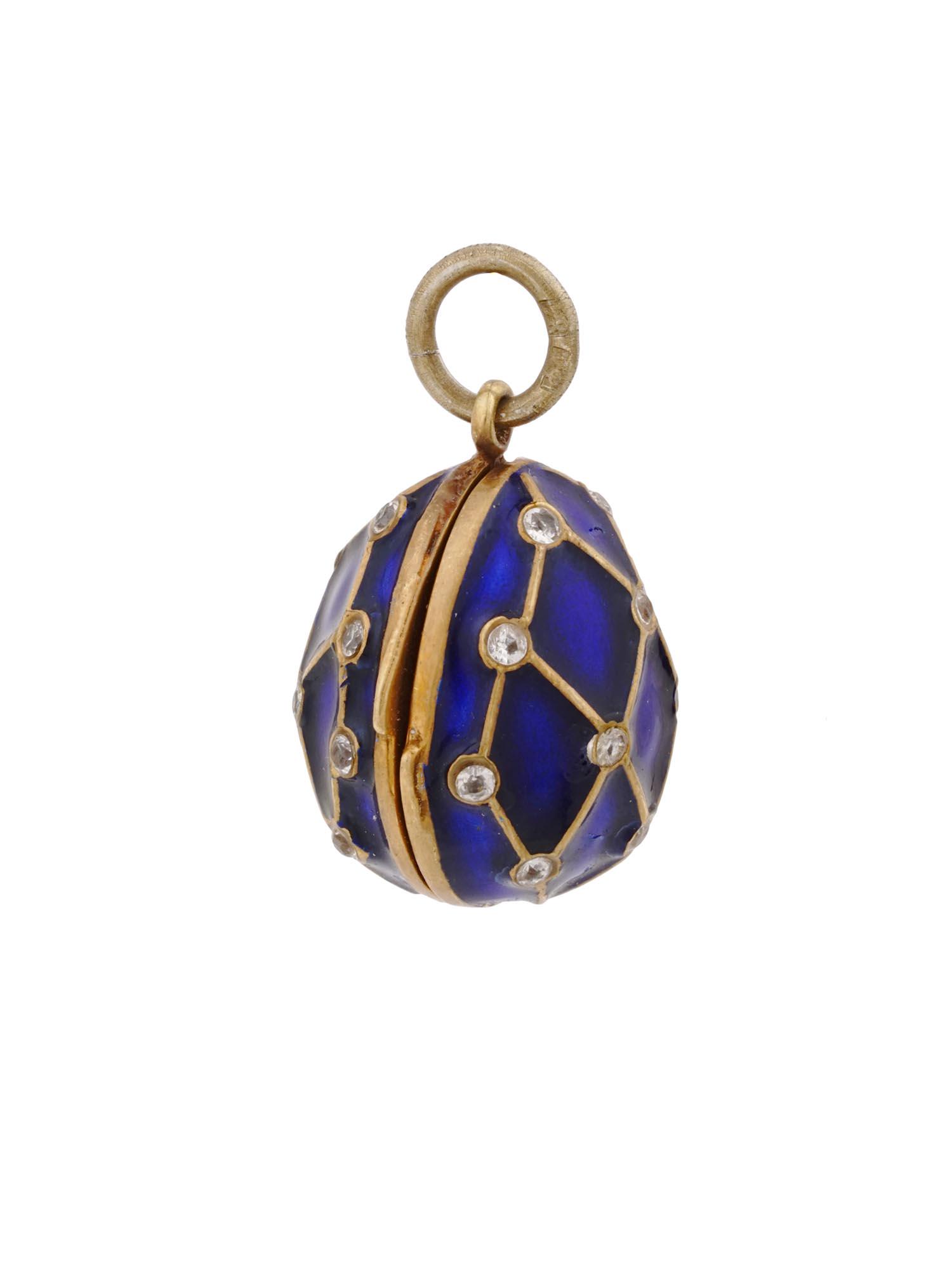RUSSIAN 84 GILT SILVER ENAMEL EGG LOCKET PENDANT (1 of 5)