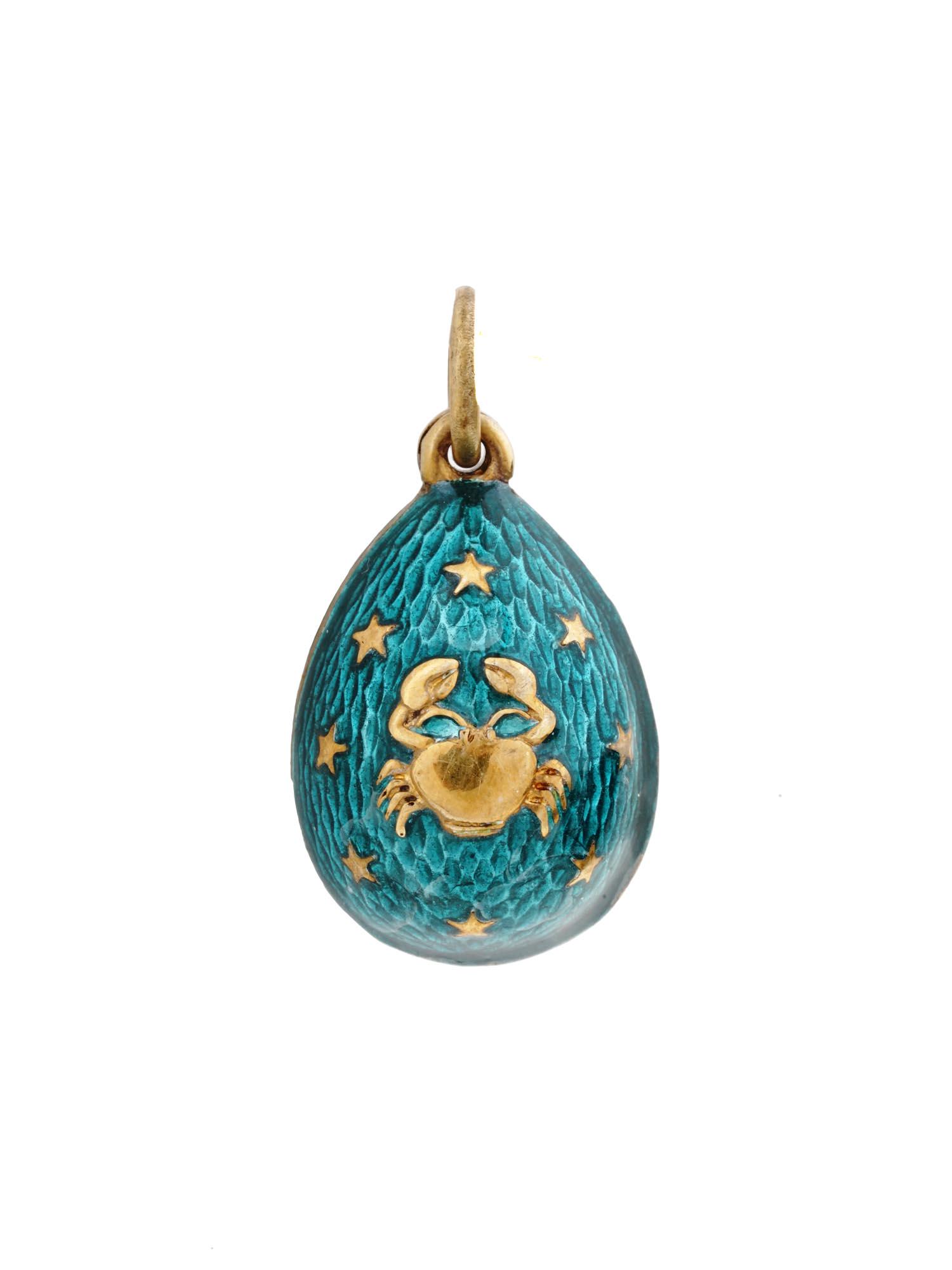 RUSSIAN GILT SILVER ENAMEL CANCER EGG PENDANT (1 of 5)