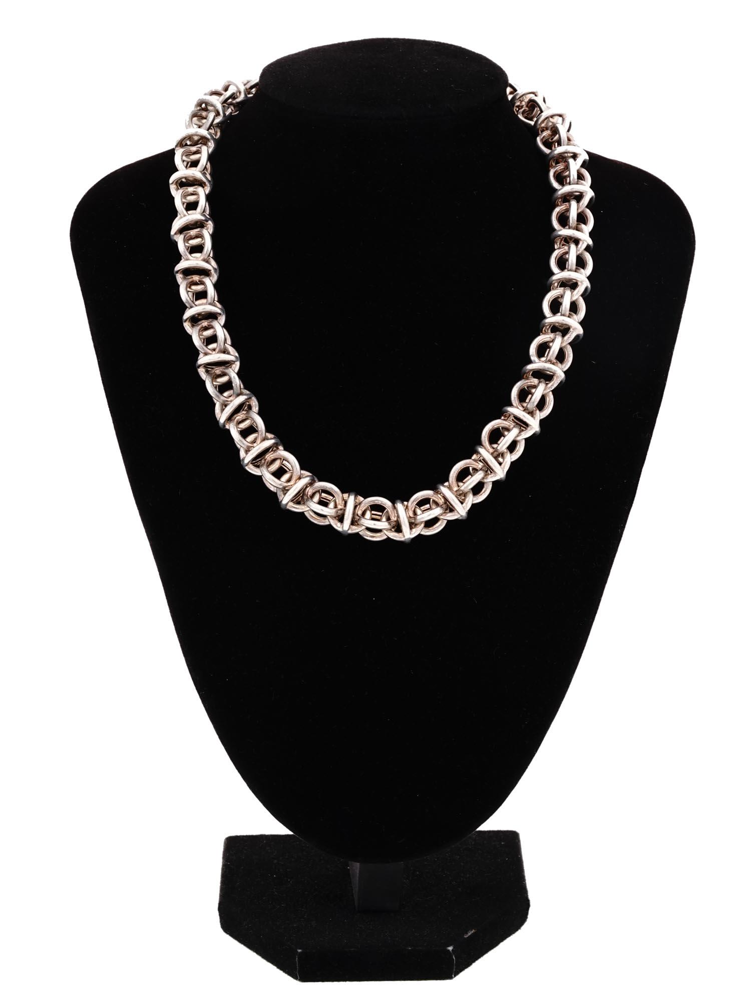 LARGE ITALIAN STERLING SILVER CHAIN NECKLACE (1 of 5)