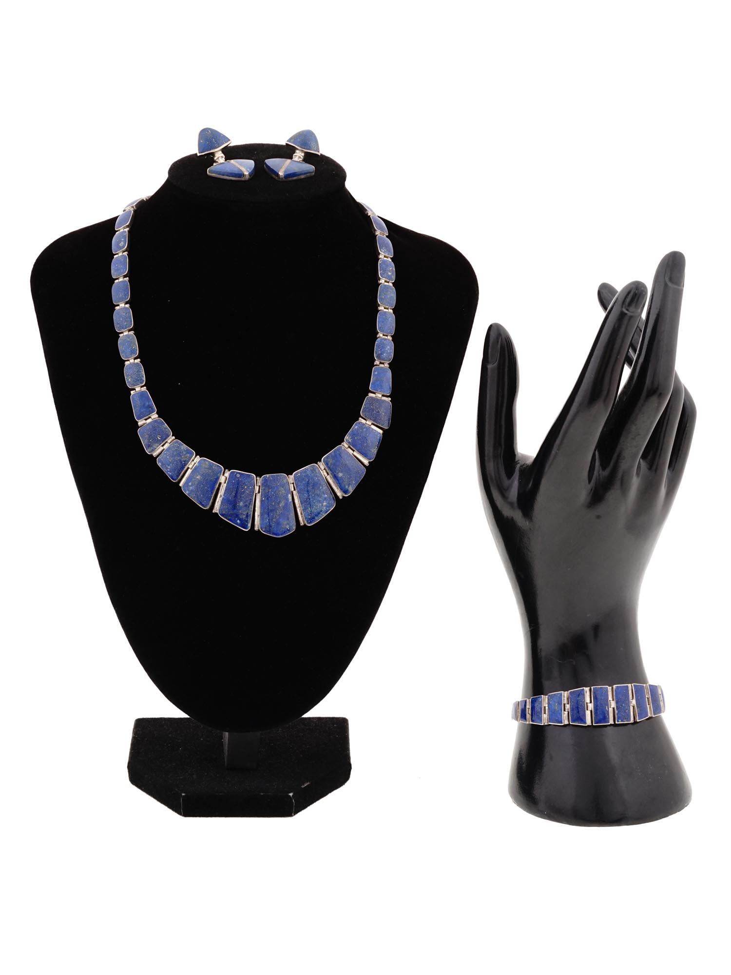 ART DECO STERLING SILVER LAPIS LAZULI JEWELRY SET (1 of 7)