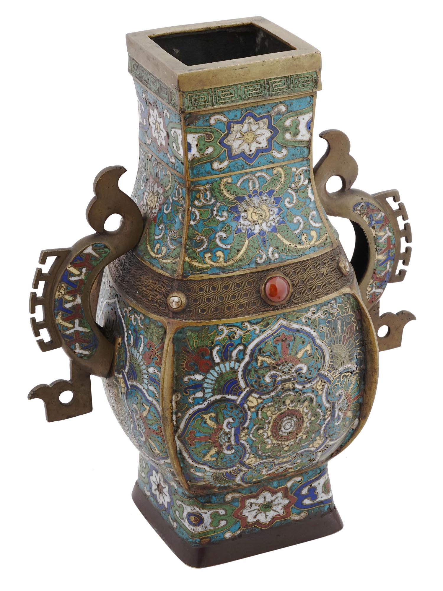 LARGE JAPANESE MEIJI BRONZE CLOISONNE ENAMEL VASE (1 of 8)