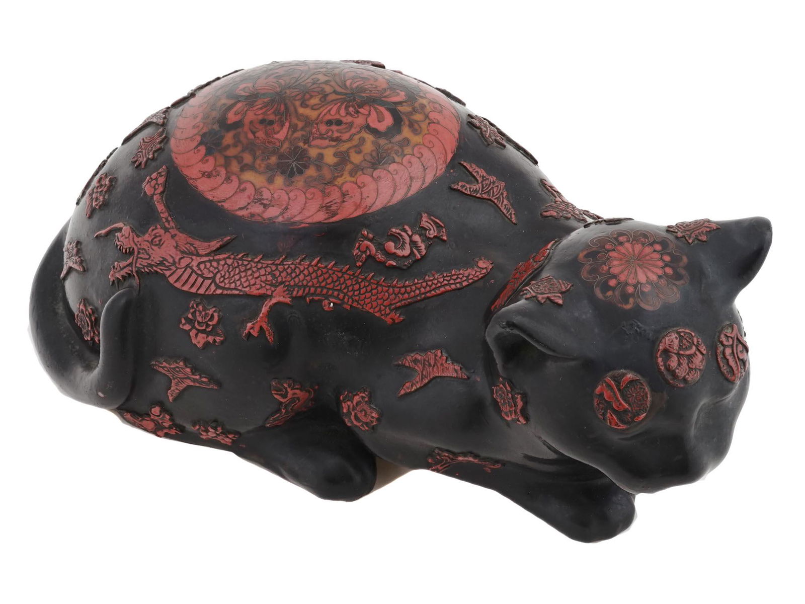 CHINESE CERAMIC CLOISONNE ENAMEL CAT FIGURINE (1 of 8)