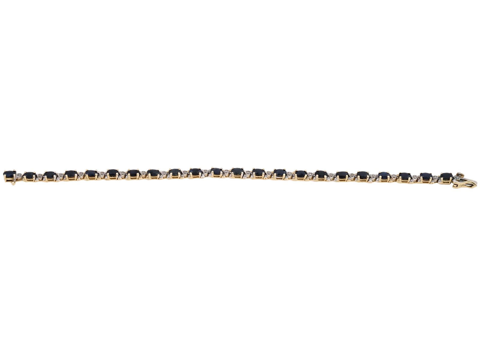 14K YELLOW GOLD SAPPHIRE DIAMONDS TENNIS BRACELET (1 of 7)