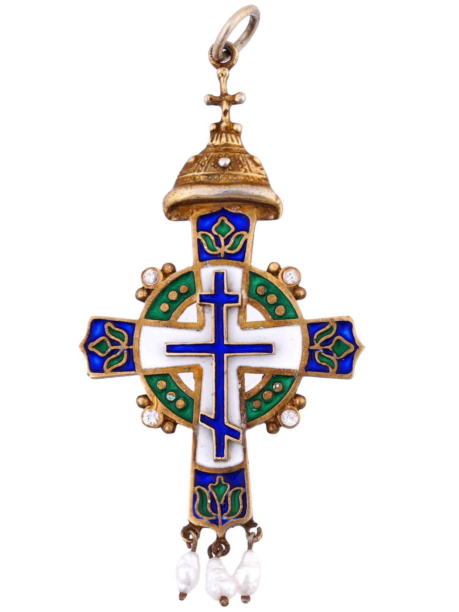 RUSSIAN SILVER ENAMEL ORTHODOX CRUCIFIX CROSS PENDANT (1 of 3)