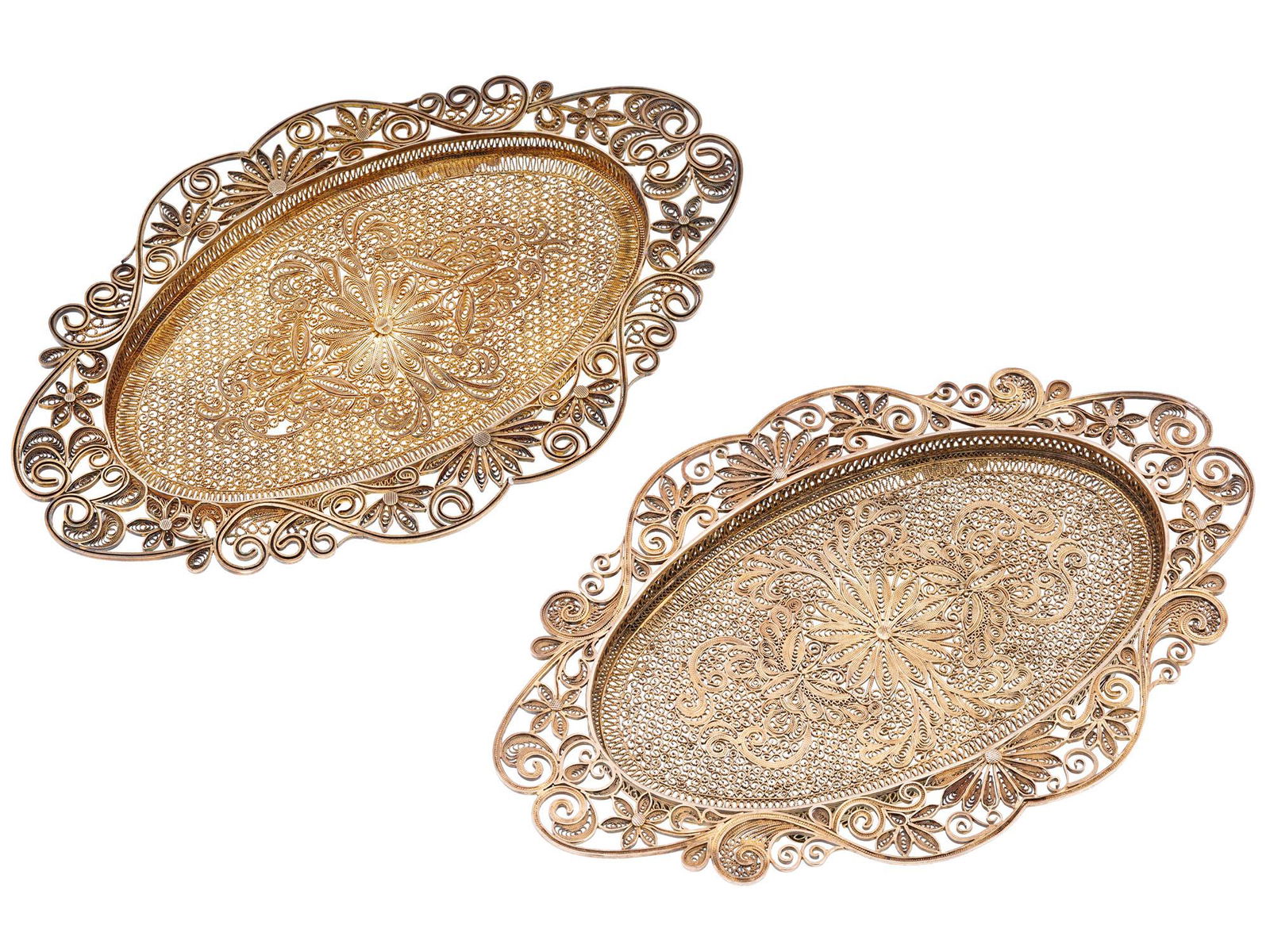 RUSSIAN GILT SILVER FILIGREE SERVING PLATES (1 of 7)