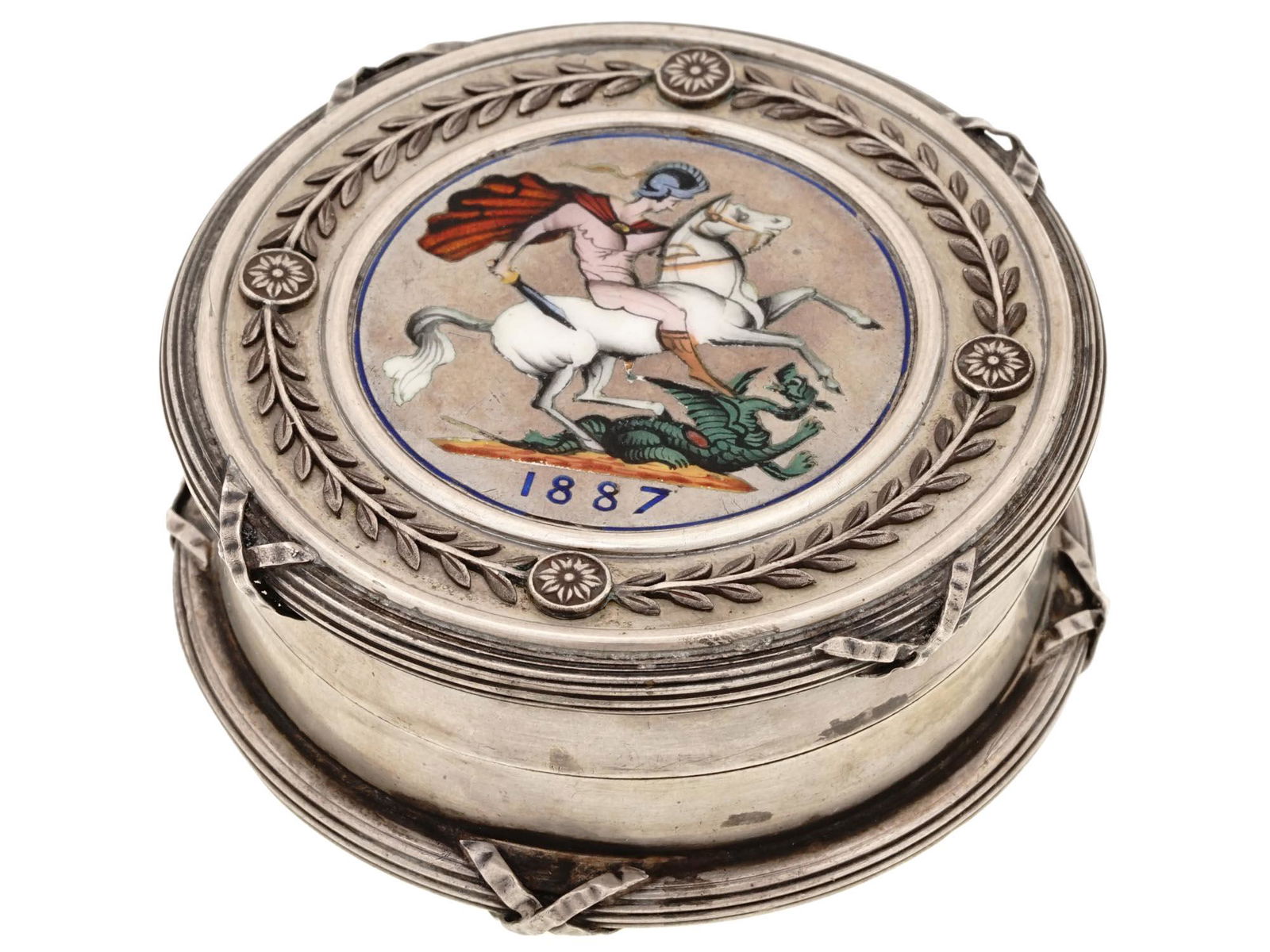 ANTIQUE RUSSIAN FABERGE SILVER ST. GEORGE BOX (1 of 8)