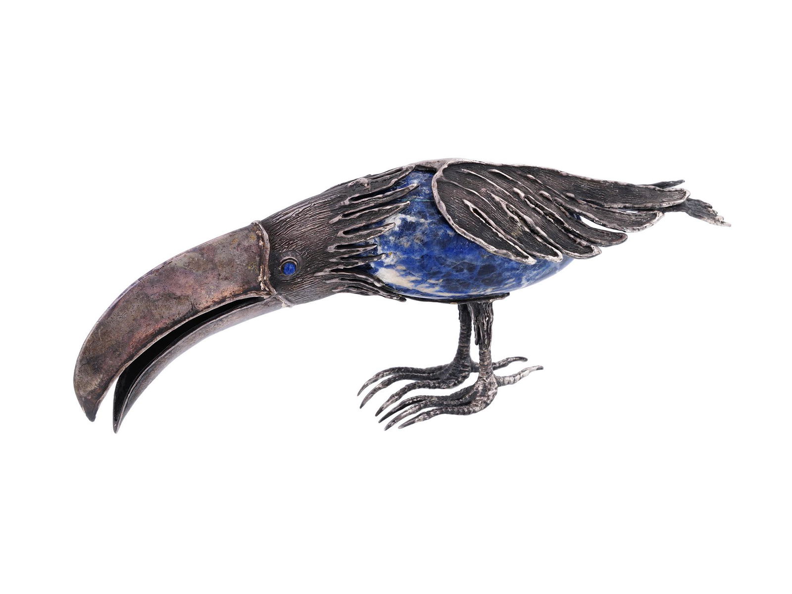 RARE STERLING SILVER LAPIS LAZULI TOUCAN BIRD FIGURE (1 of 7)