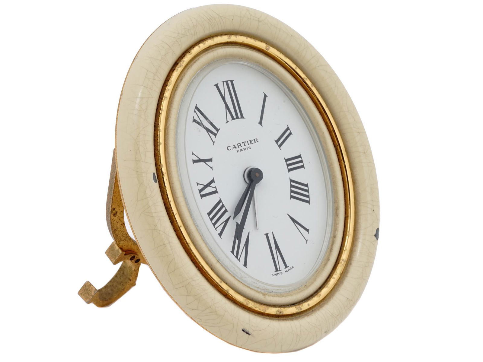 VTG CARTIER GILT ENAMEL TRAVEL ALARM DESK CLOCK (1 of 7)