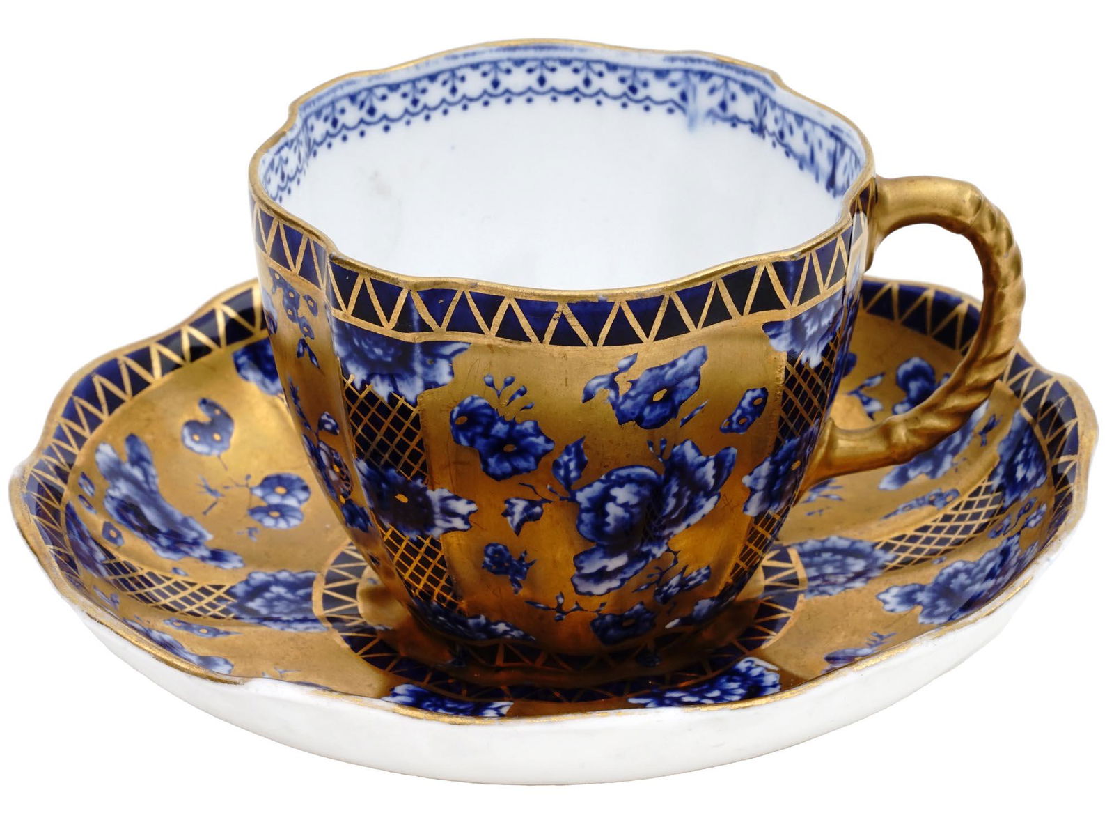 ROYAL CROWN DERBY CHATSWORTH PORCELAIN TEA PAIR (1 of 8)